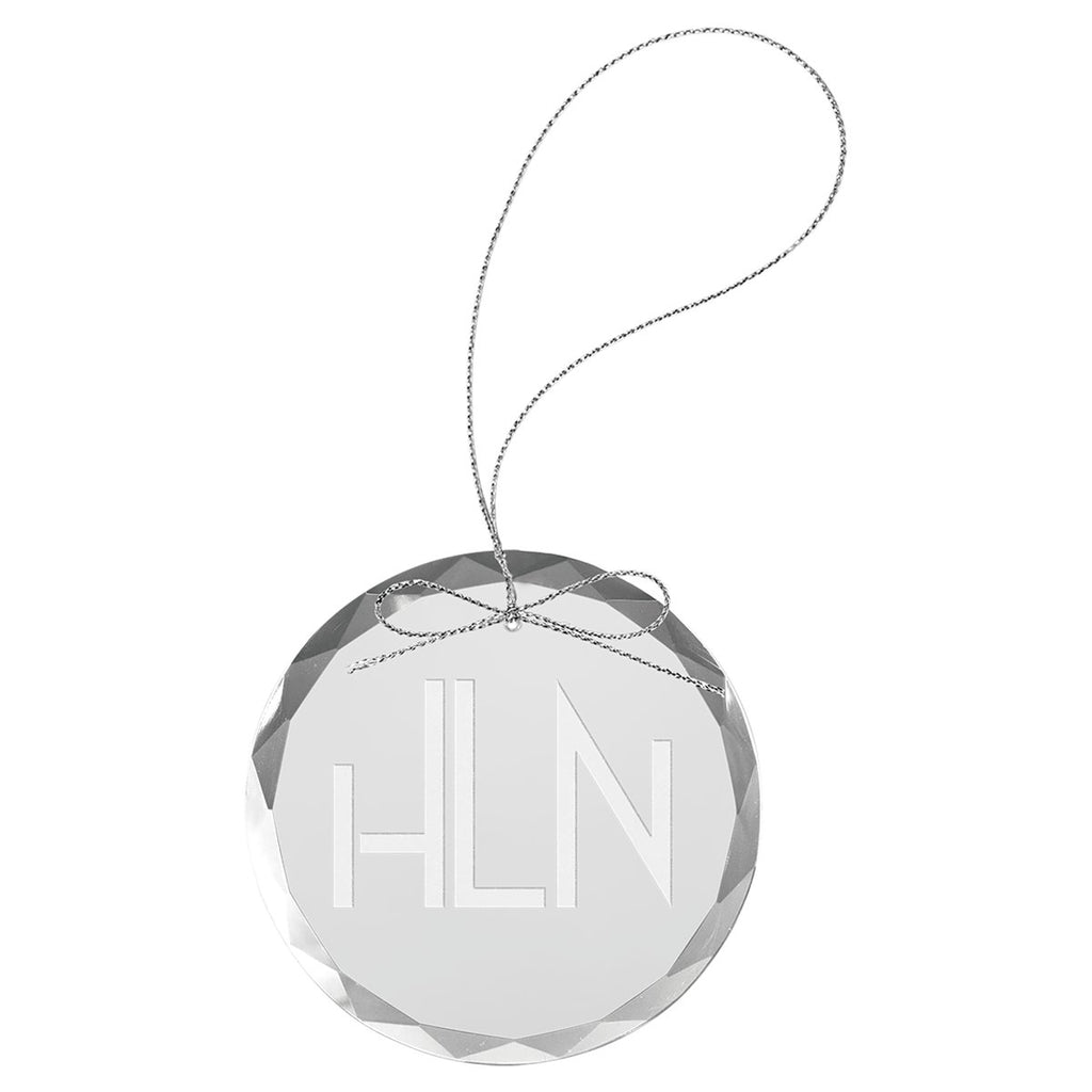 3 1/4" Clear Round Glass Ornament with Silver String