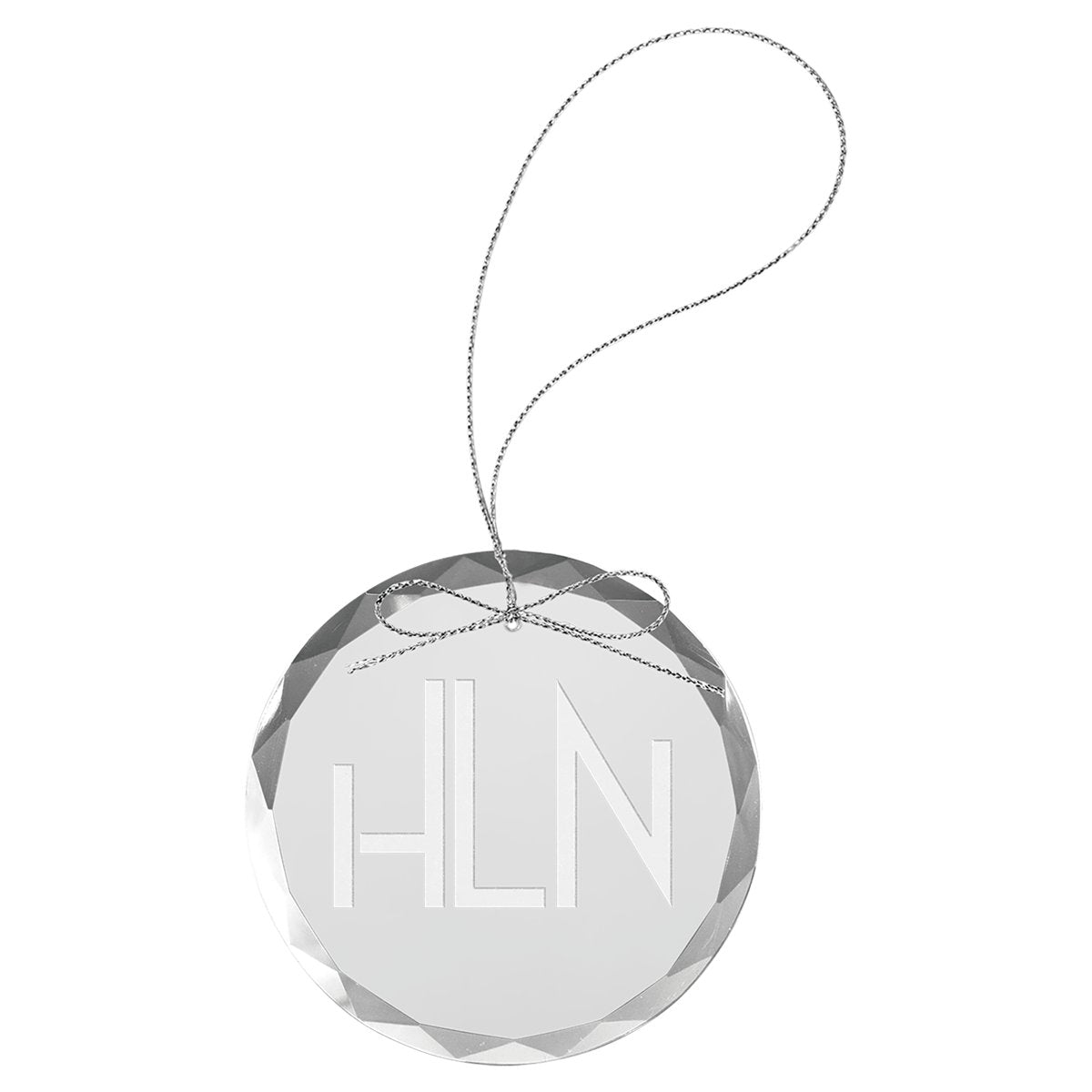 3 1/4" Clear Round Glass Ornament with Silver String