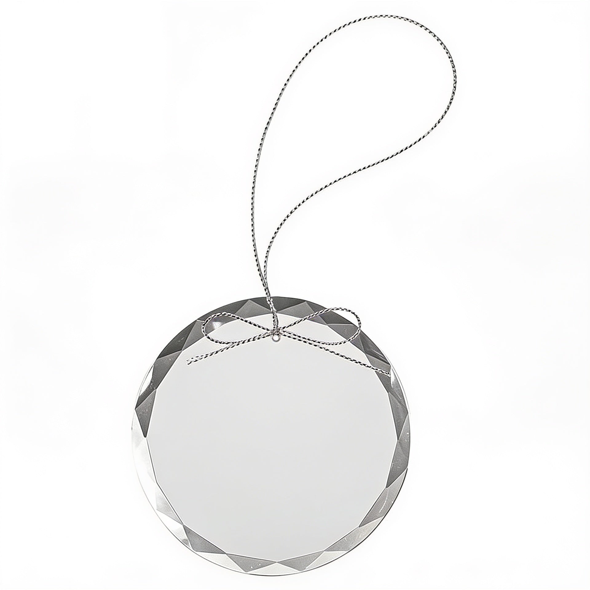 3 1/4" Clear Round Glass Ornament with Silver String blank-preview
