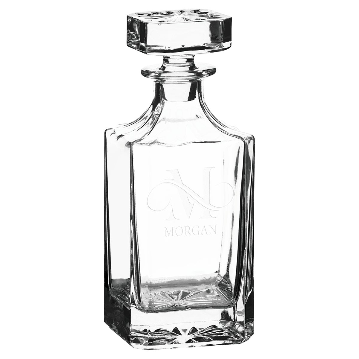 750 mL Square Glass Decanter in Black Gift Box with Printed Paper Sleeve