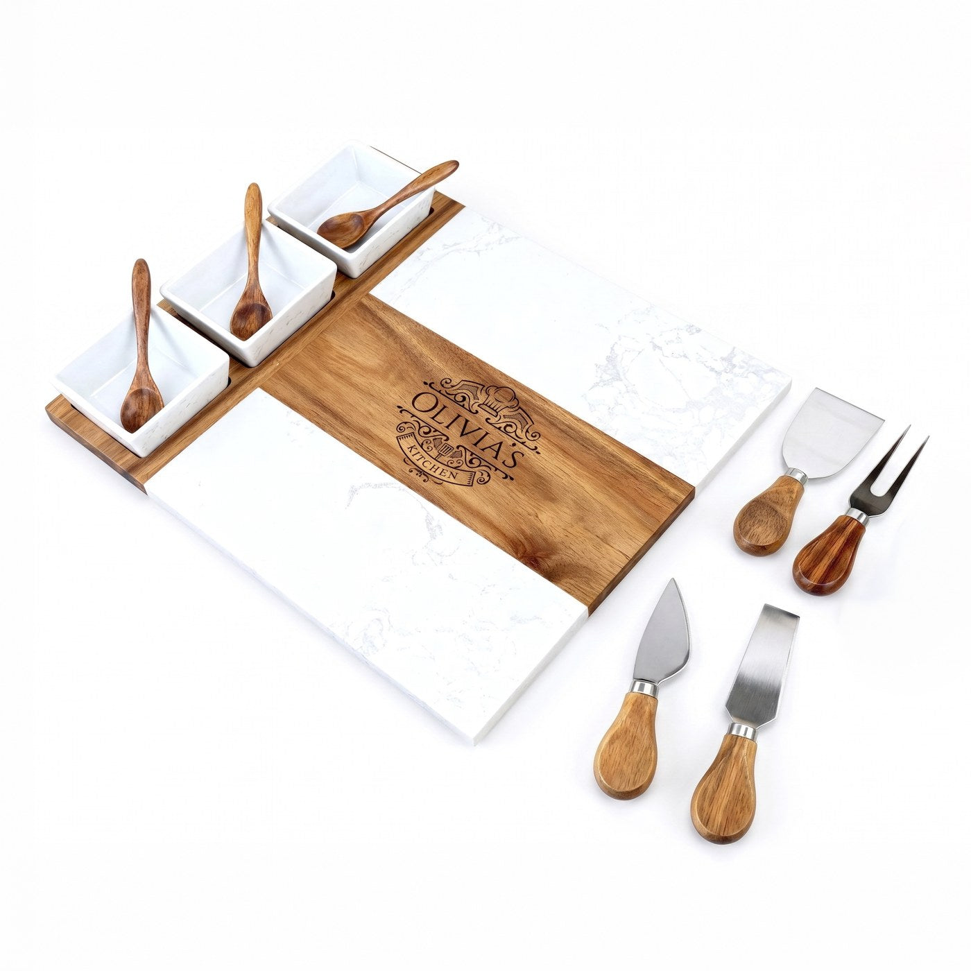 Marble Charcuterie Board â€” 11-Piece Set