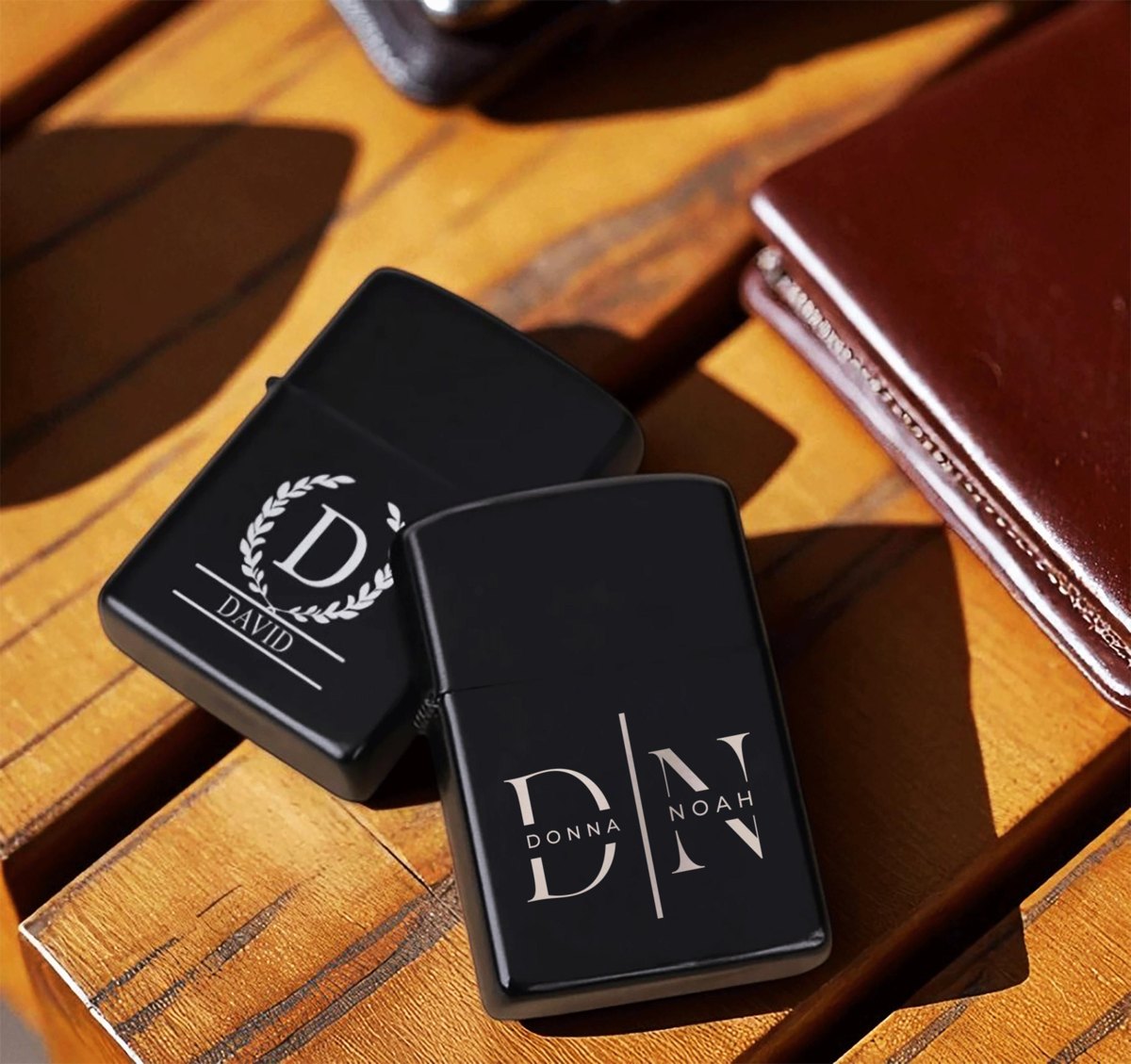 Monogram Lighter with Engraved Tin Case