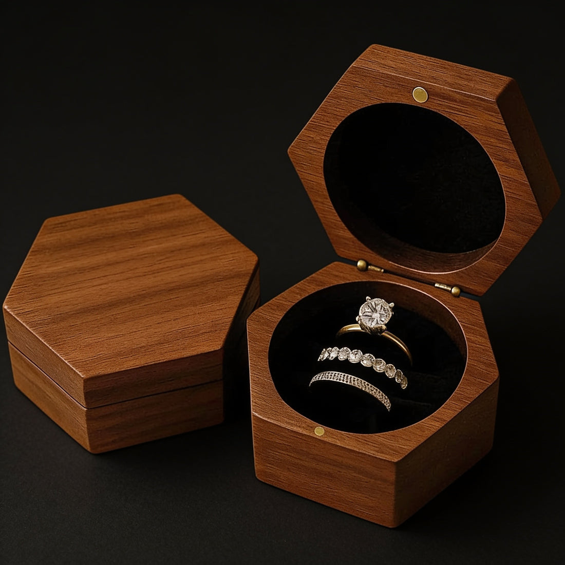 Walnut Hexagon Ring Box preview