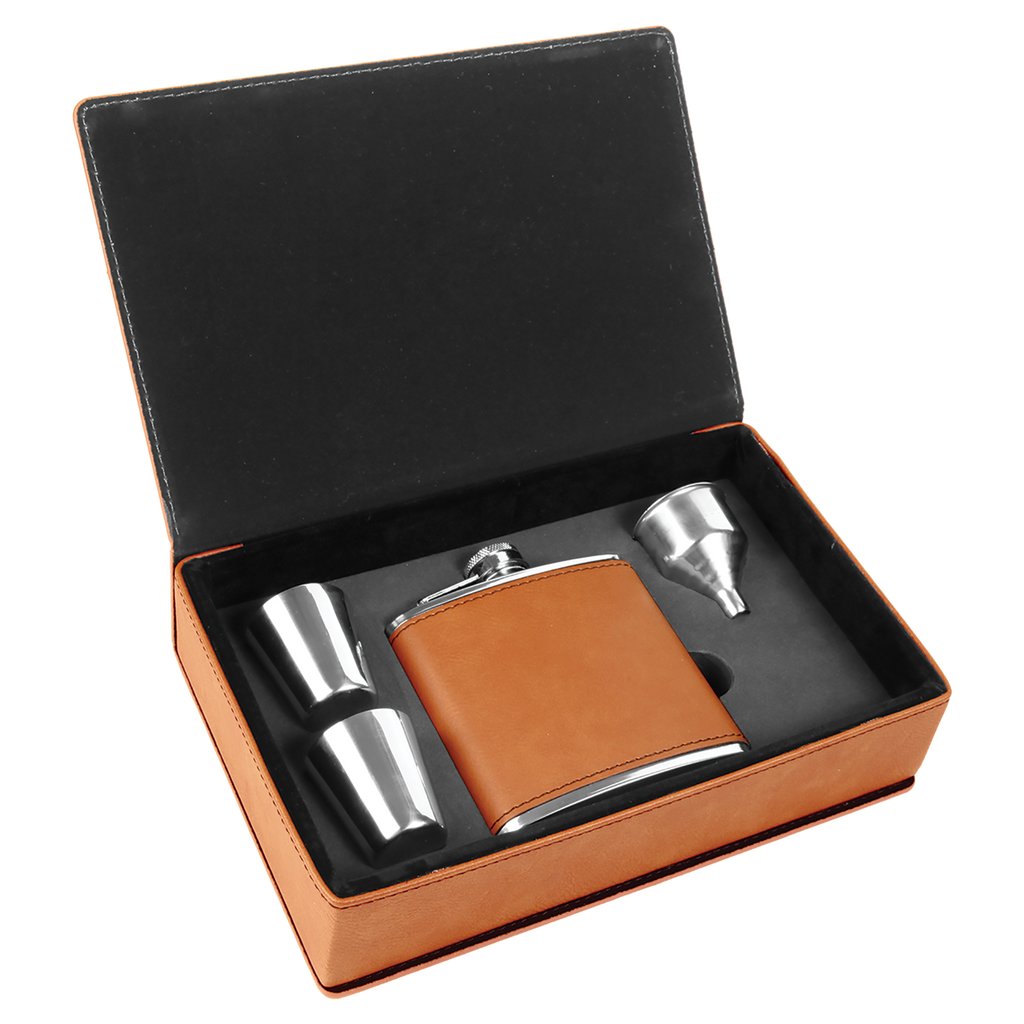 Rawhide Leatherette Flask Set