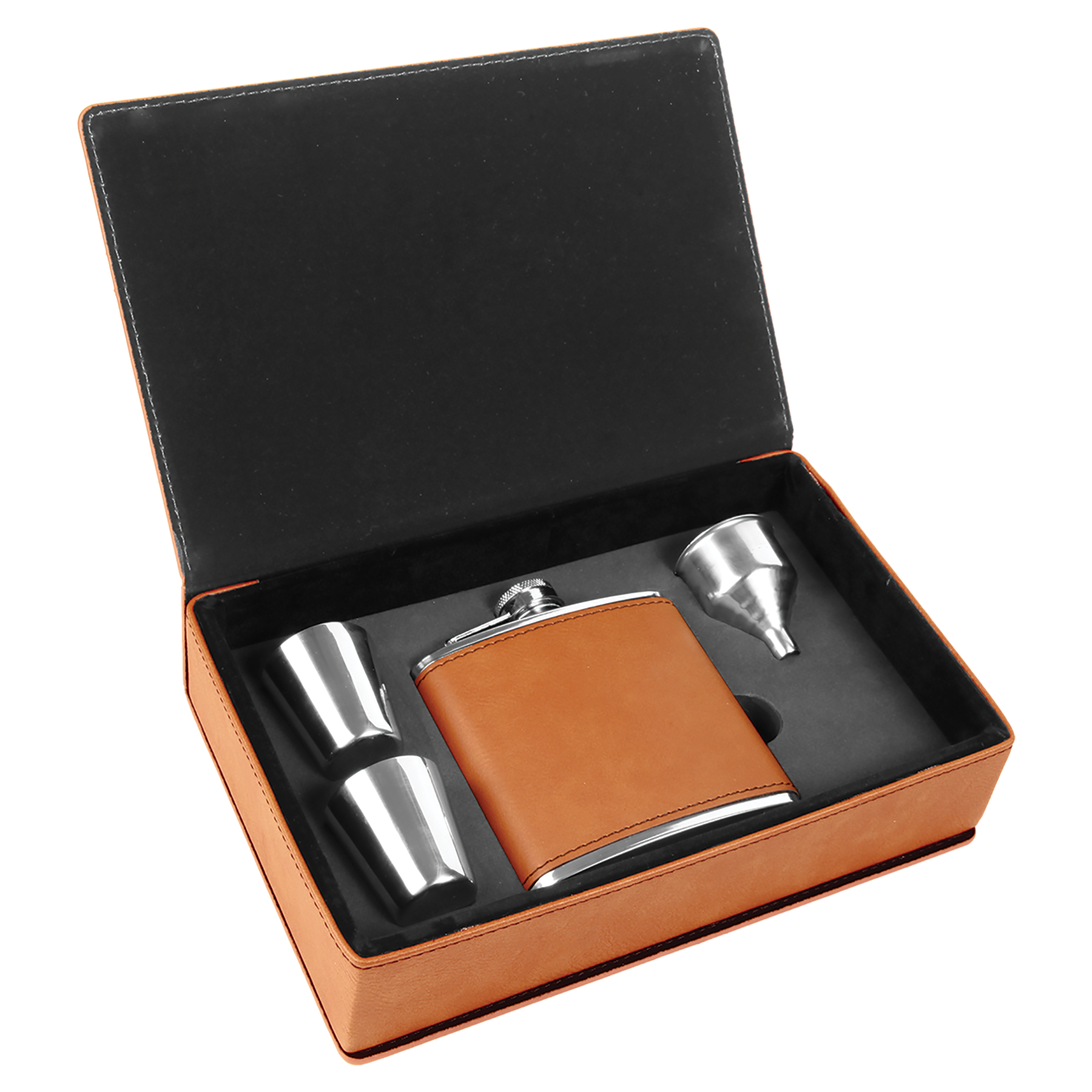 Rawhide Leatherette Flask Set