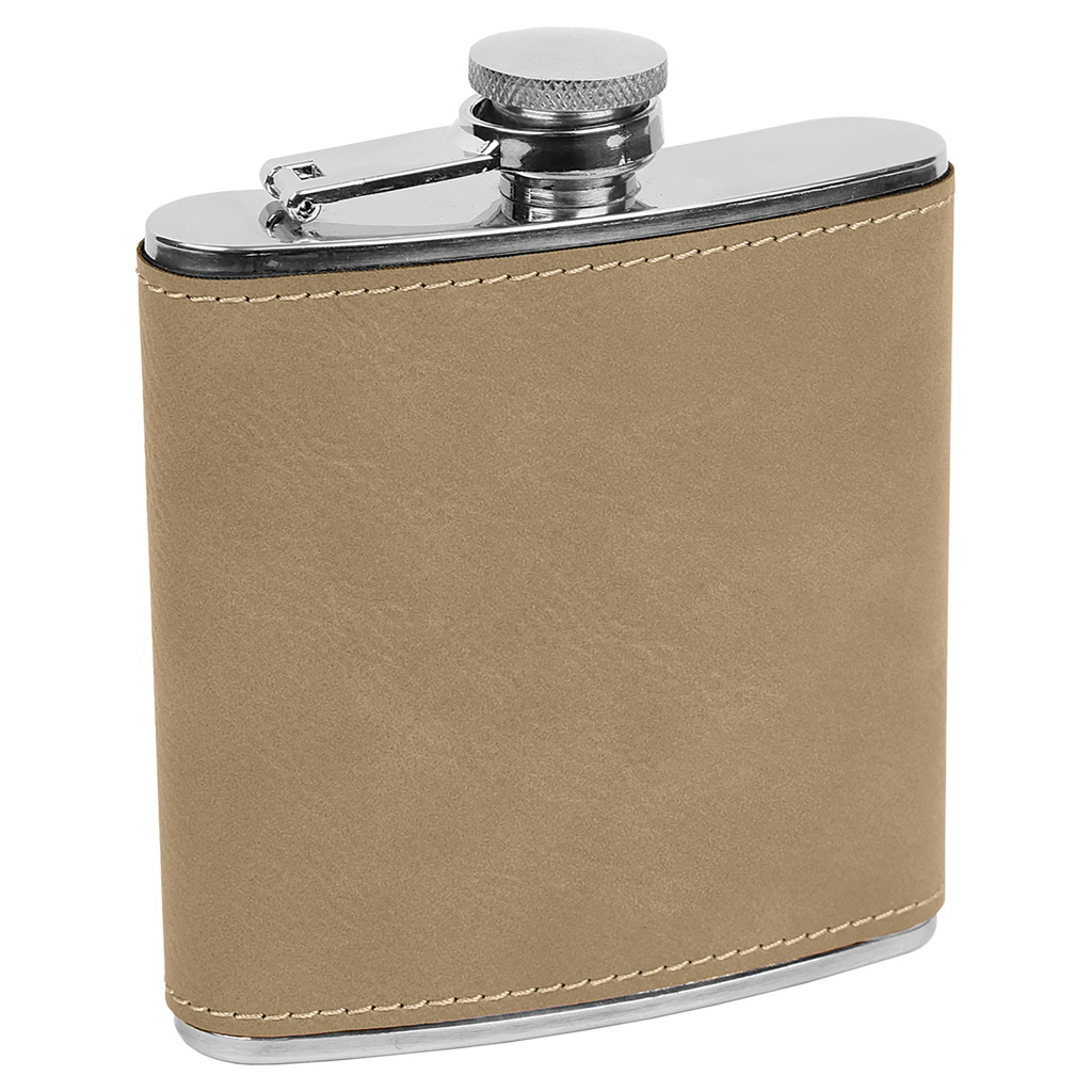 Light Brown 6 oz. Leatherette Flask blank-preview