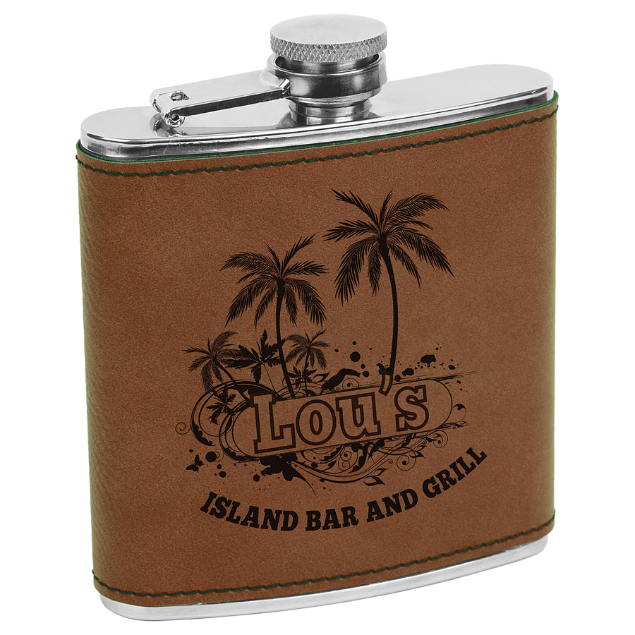 Dark Brown 6 oz. Leatherette Flask