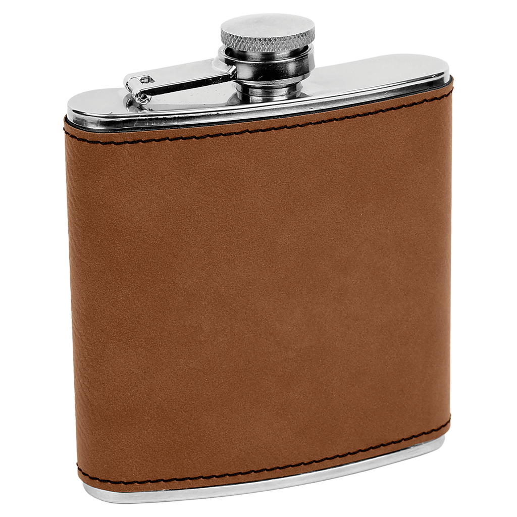 Dark Brown 6 oz. Leatherette Flask blank-preview