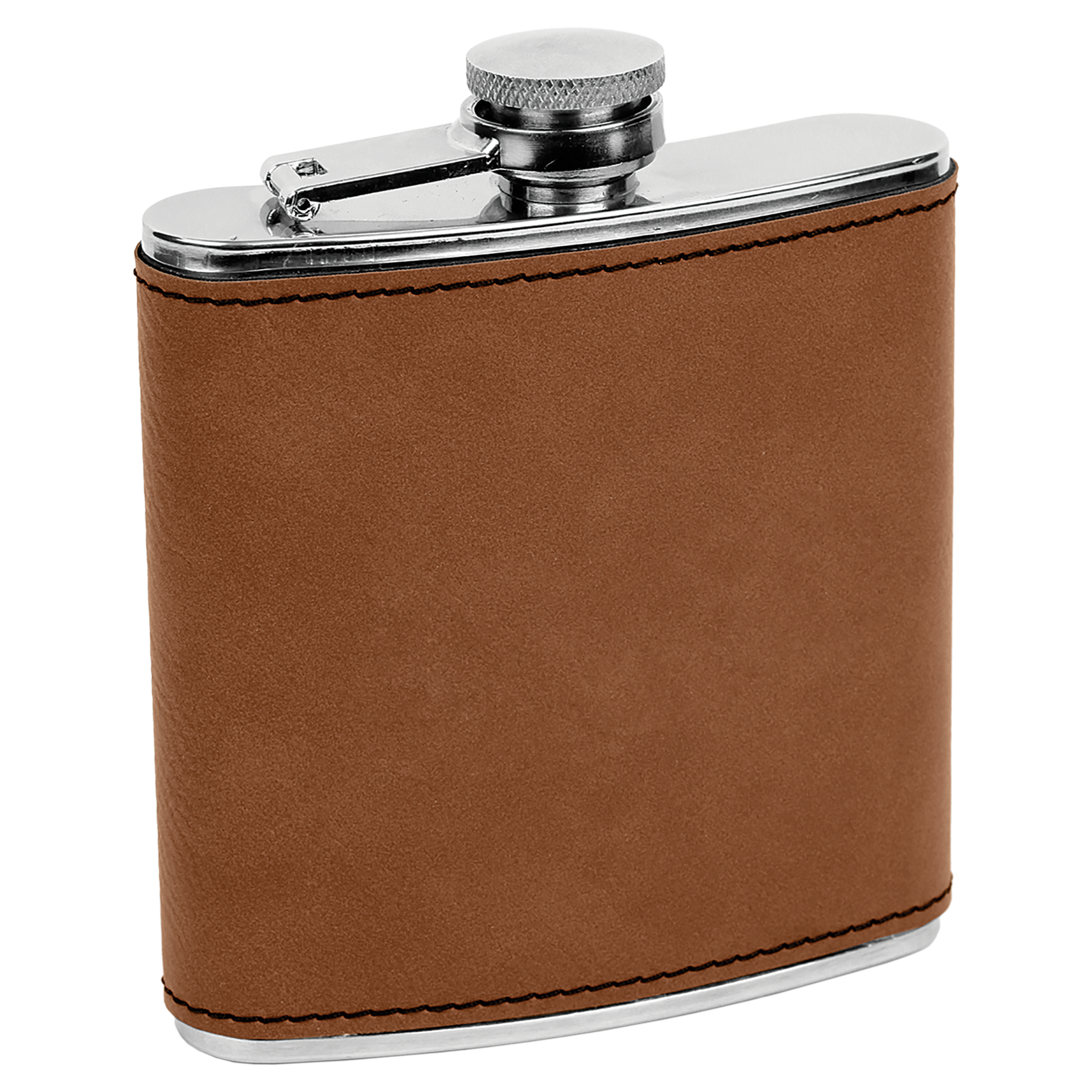 Dark Brown 6 oz. Leatherette Flask blank-preview