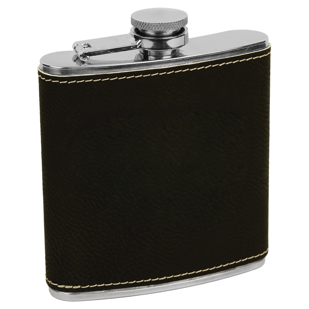 Black/Silver 6 oz. Leatherette Flask blank-preview