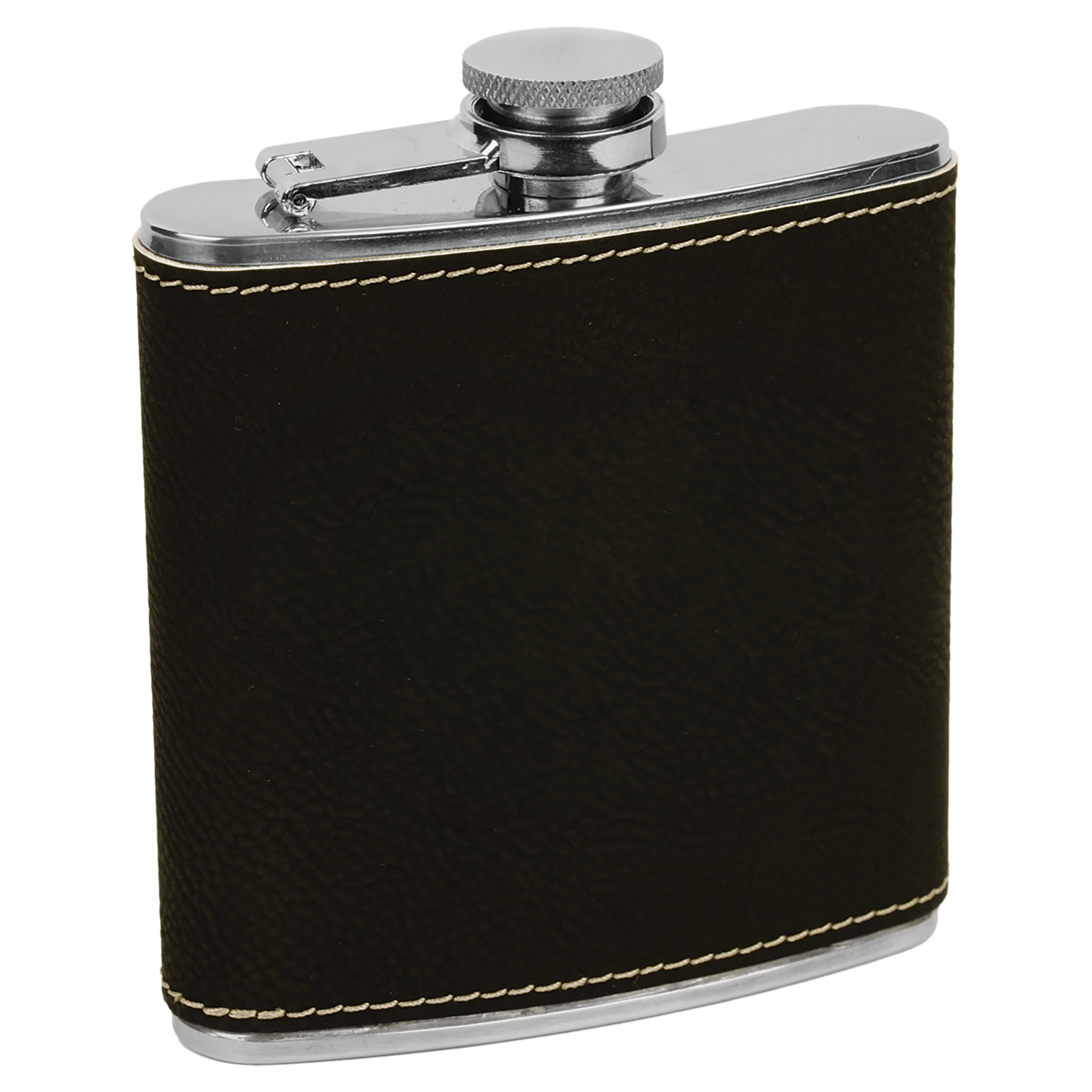 Black/Silver 6 oz. Leatherette Flask blank-preview