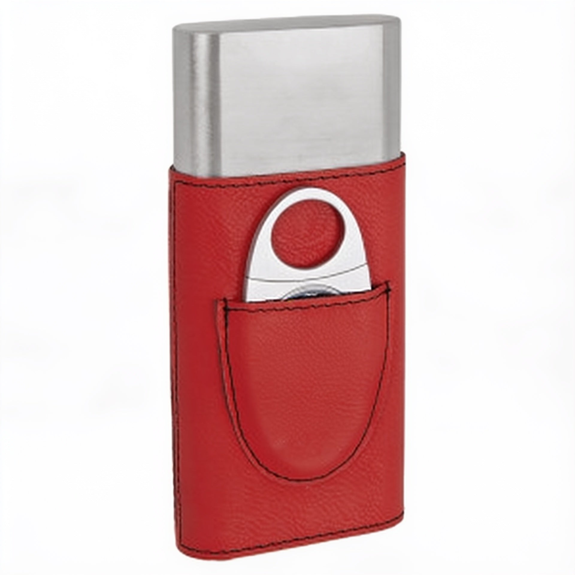 Red Leatherette Cigar Case with Cutter blank-preview