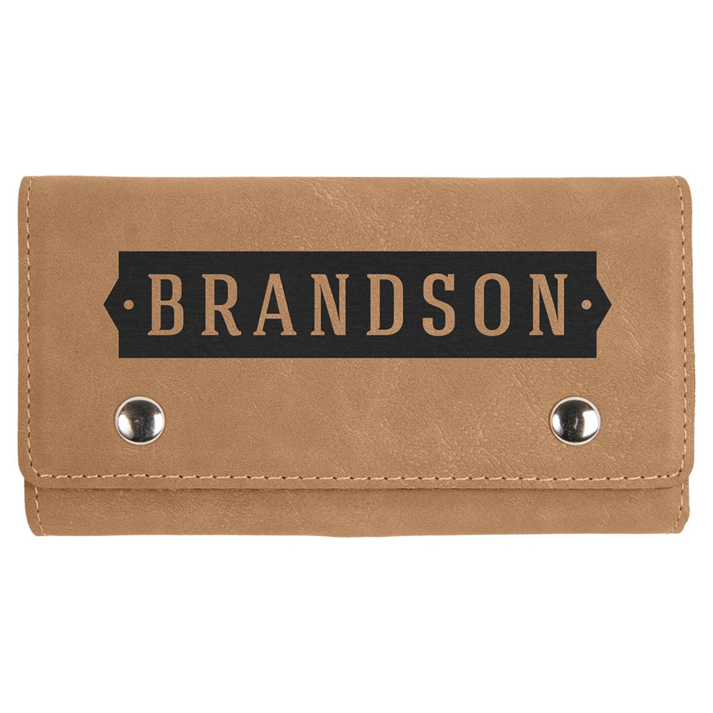 Light Brown Laserable Leatherette Card & Dice Set