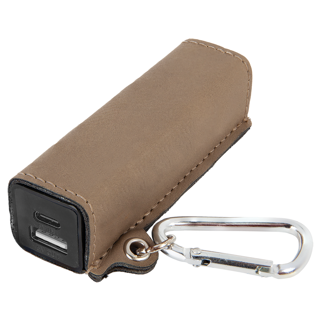 Leatherette 2200 mAh Power Bank with USB-C Cord – Light Brown preview