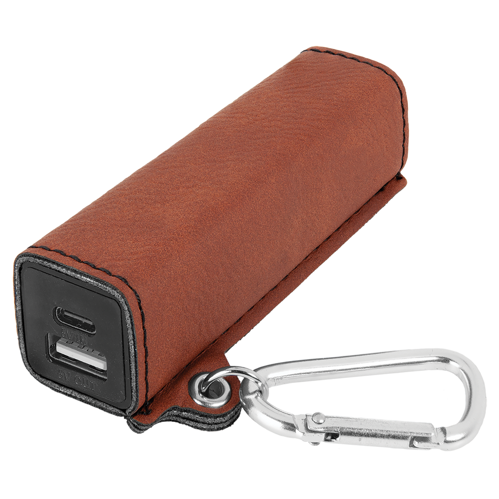 Rawhide Leatherette 2200mAh Power Bank with USB-C Charging Cord and Carabiner blank-preview