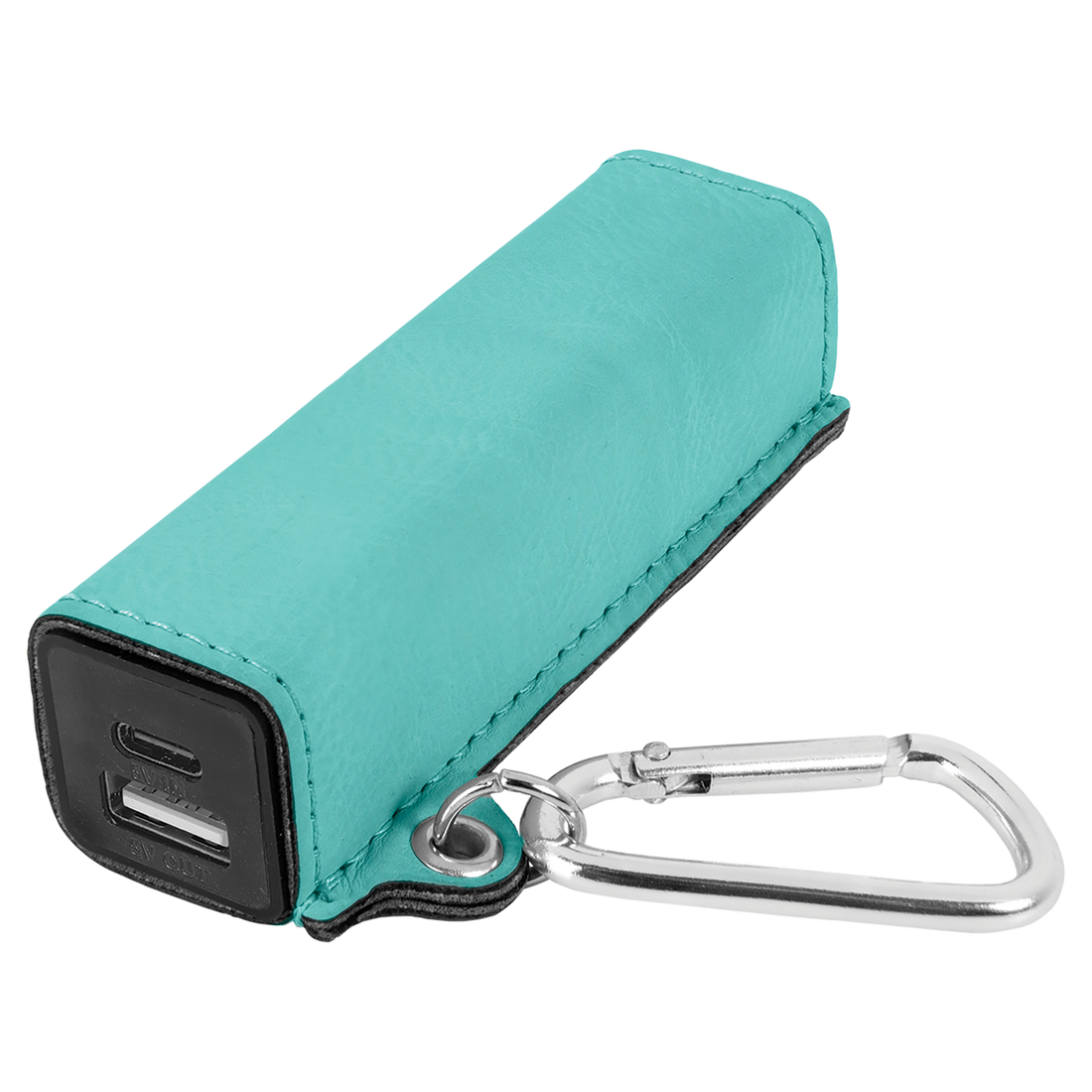Leatherette 2200 mAh Power Bank with USB-C Cord – Teal preview