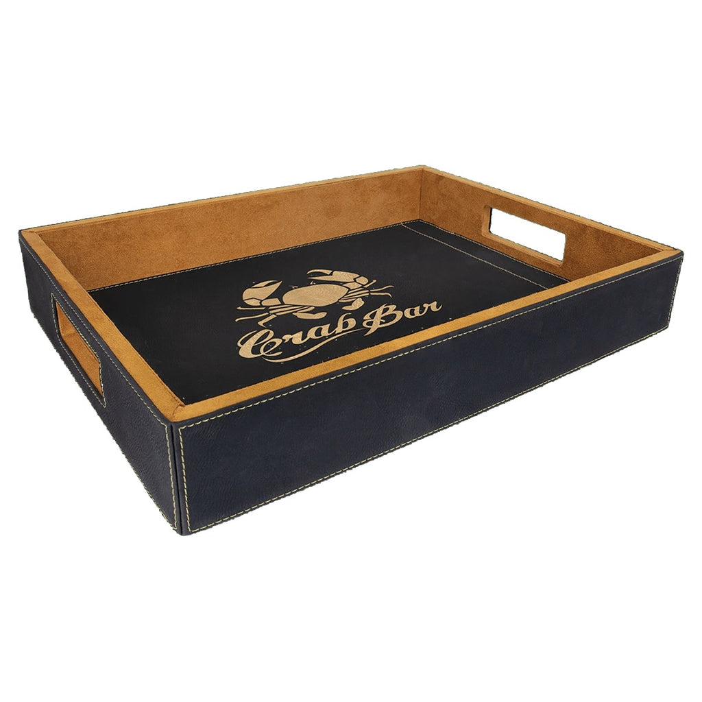 Black/Gold Laserable Leatherette Serving Tray