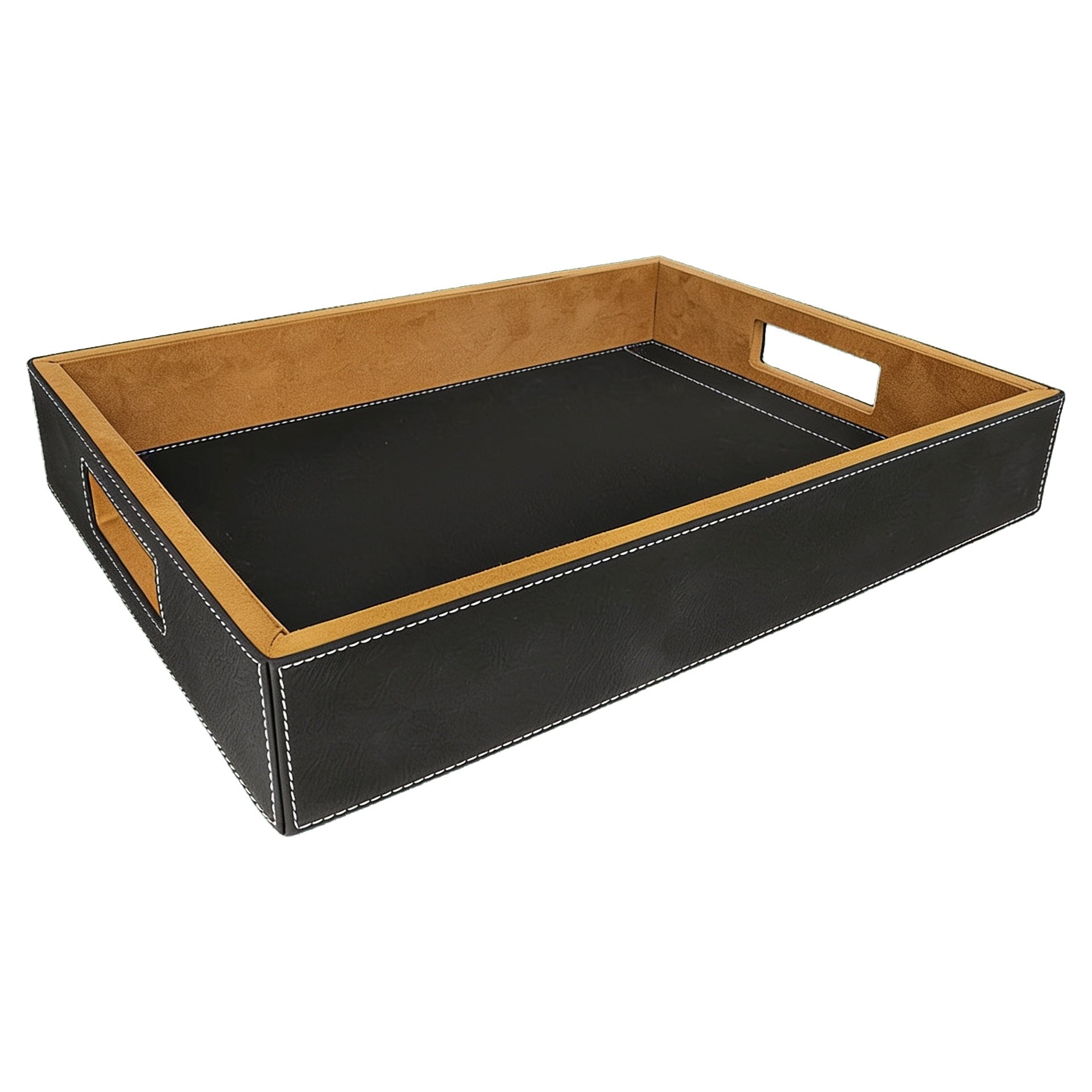 Black/Silver Laserable Leatherette Serving Tray blank-preview