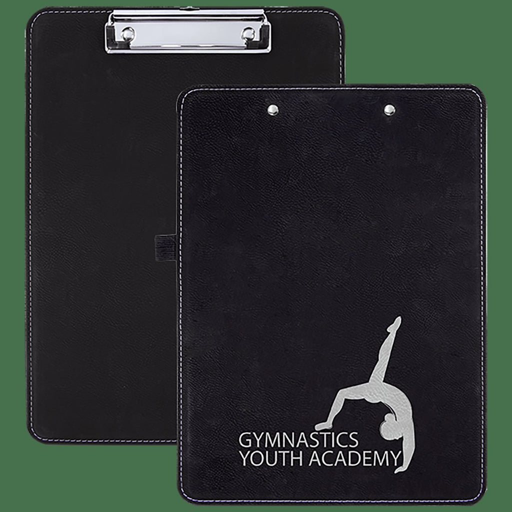 Black/Silver Laserable Leatherette Clipboard