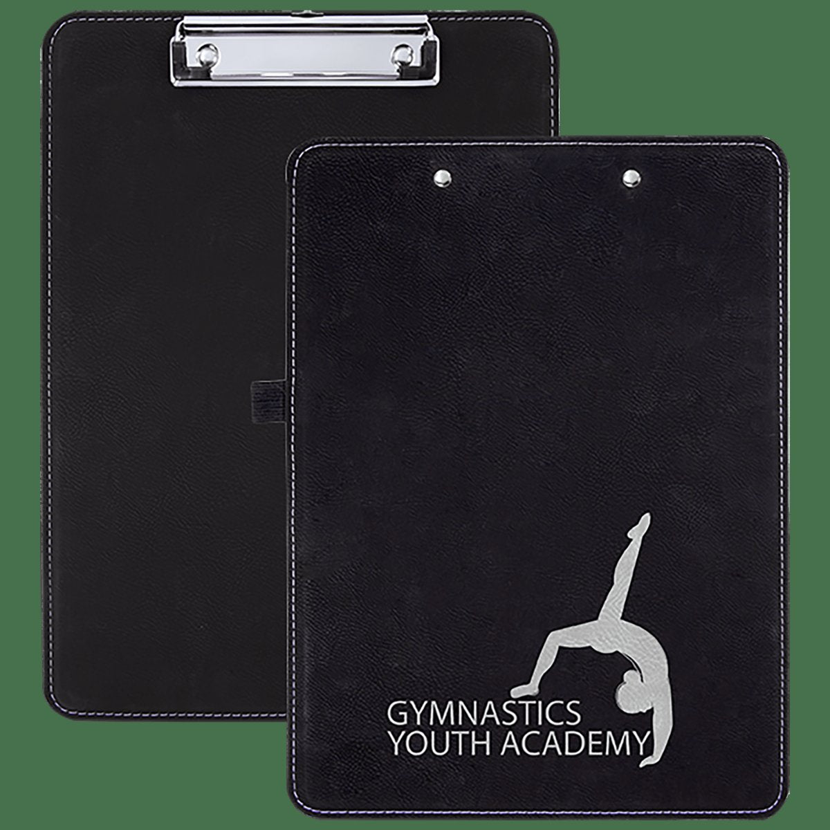 Black/Silver Laserable Leatherette Clipboard