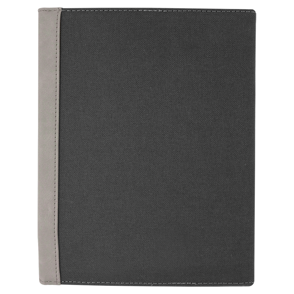 Black with Gray/Black Leatherette Canvas Portfolio with Notepad