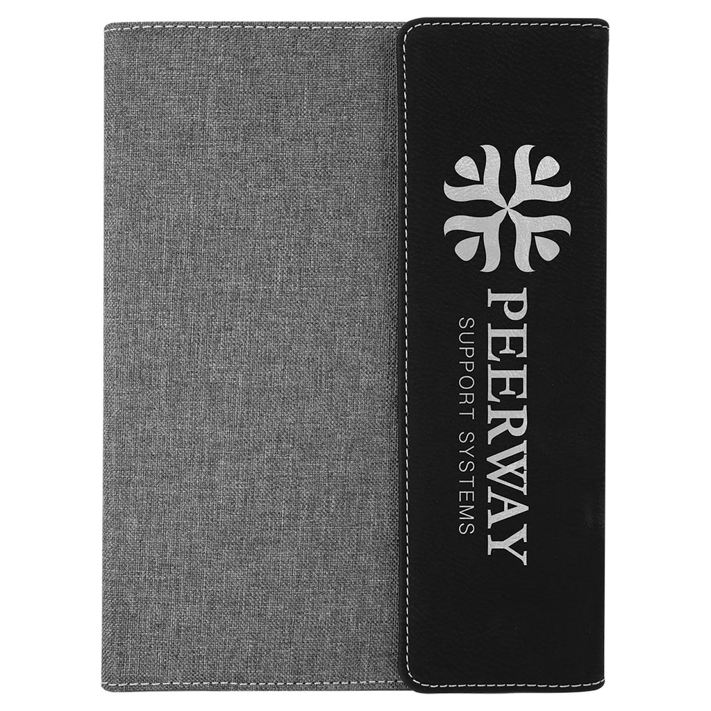 Gray with Black/Silver Leatherette Canvas Portfolio with Notepad