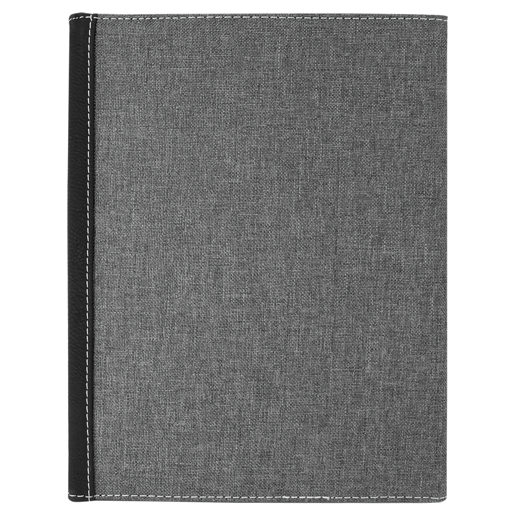 Gray with Black/Silver Leatherette Canvas Portfolio with Notepad