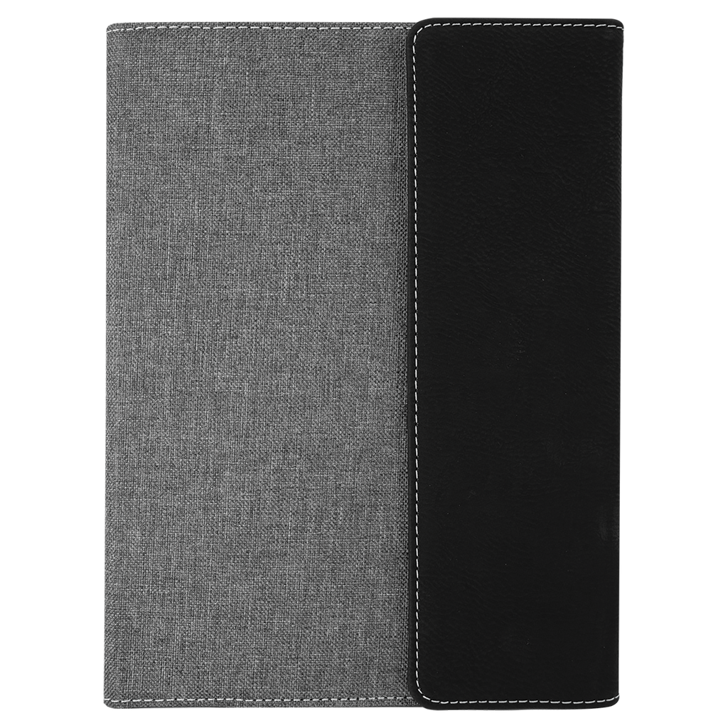 Gray with Black/Silver Leatherette Canvas Portfolio with Notepad blank-preview