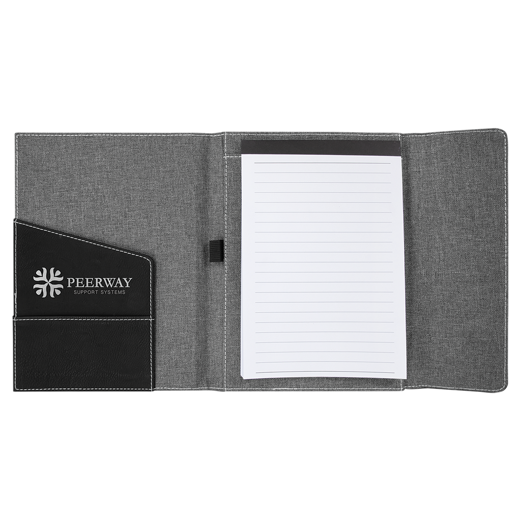 Gray with Black/Silver Leatherette Canvas Portfolio with Notepad