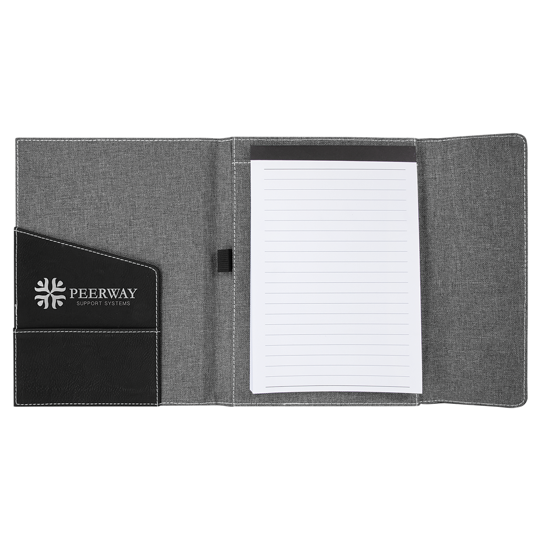 Gray with Black/Silver Leatherette Canvas Portfolio with Notepad