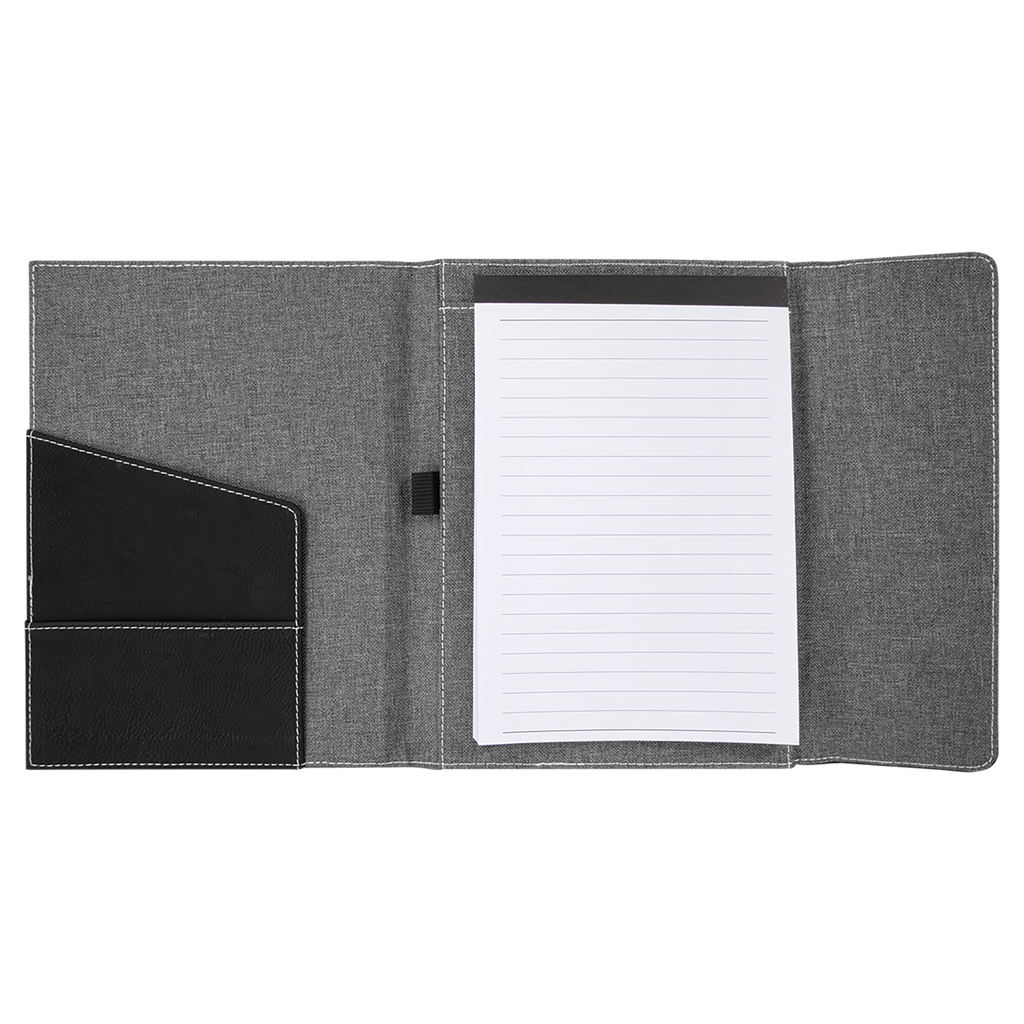 Gray with Black/Silver Leatherette Canvas Portfolio with Notepad