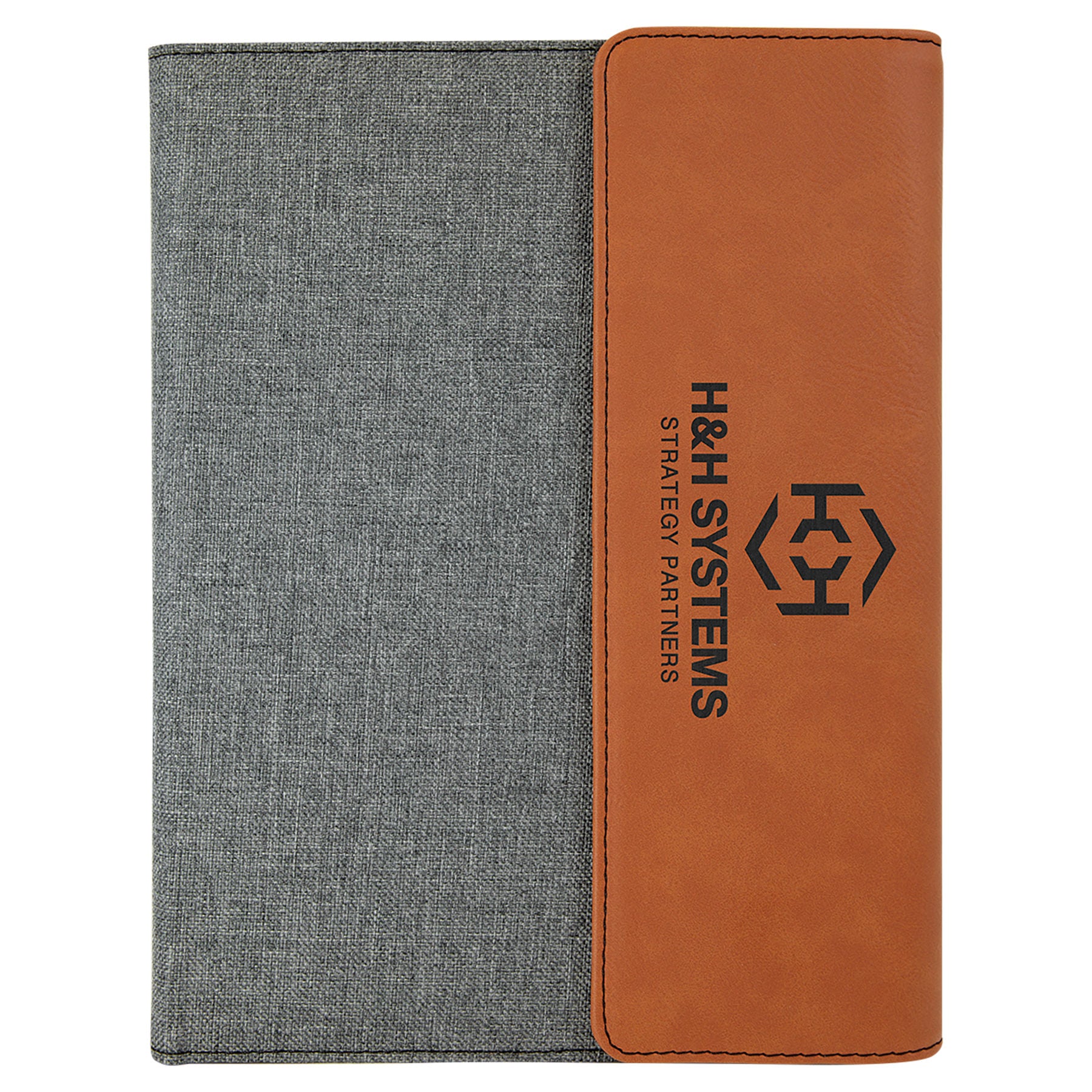Gray with Rawhide/Black Leatherette Canvas Portfolio with Notepad