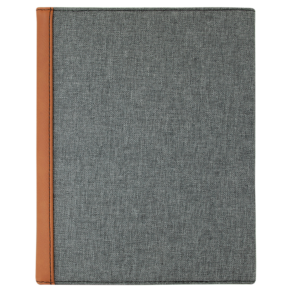 Gray with Rawhide/Black Leatherette Canvas Portfolio with Notepad