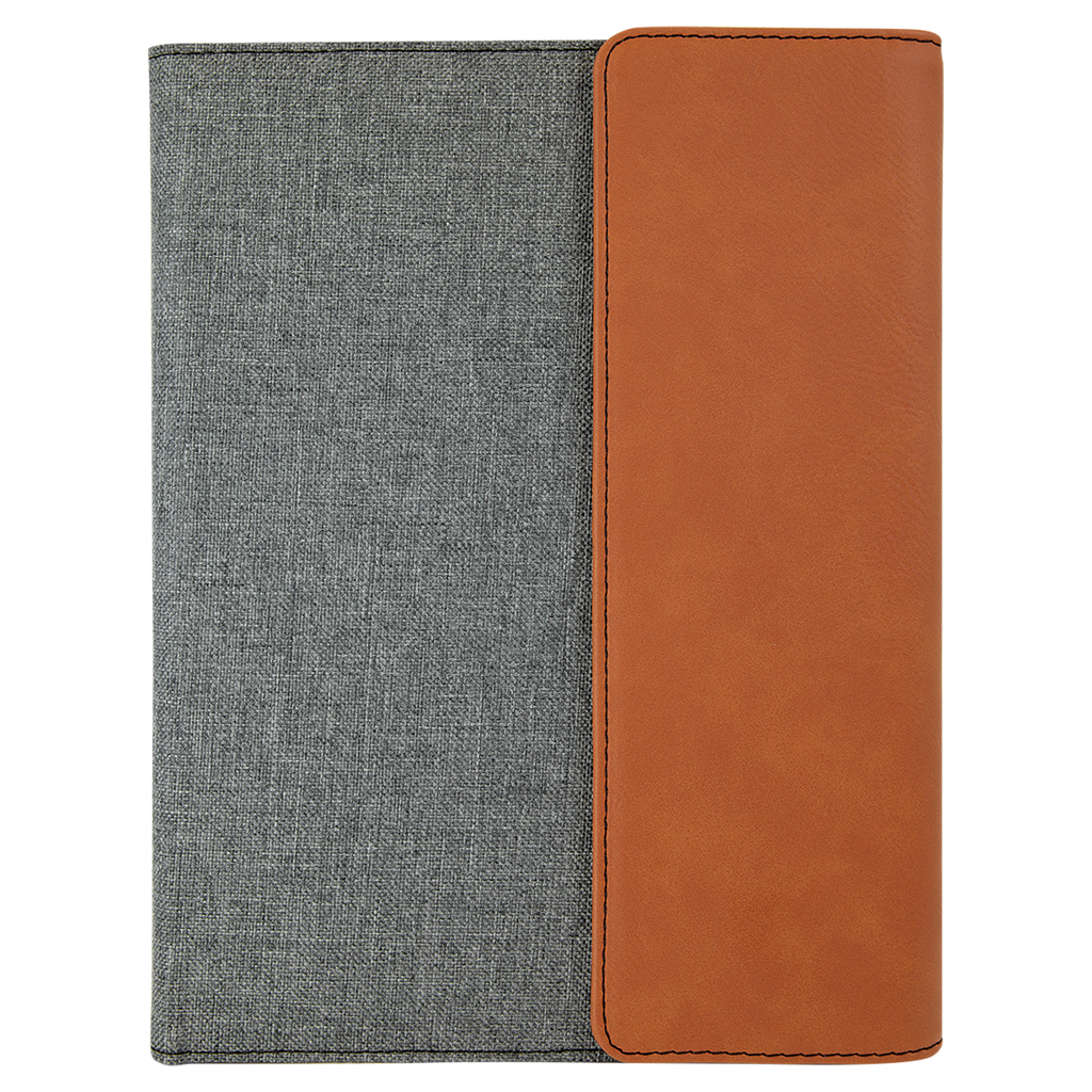 Gray with Rawhide/Black Leatherette Canvas Portfolio with Notepad blank-preview