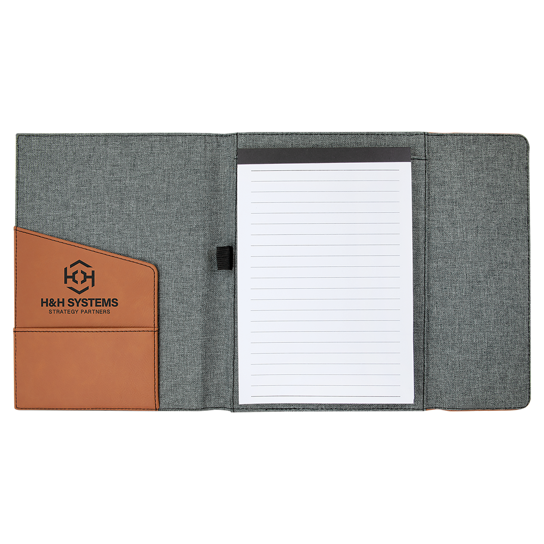 Gray with Rawhide/Black Leatherette Canvas Portfolio with Notepad