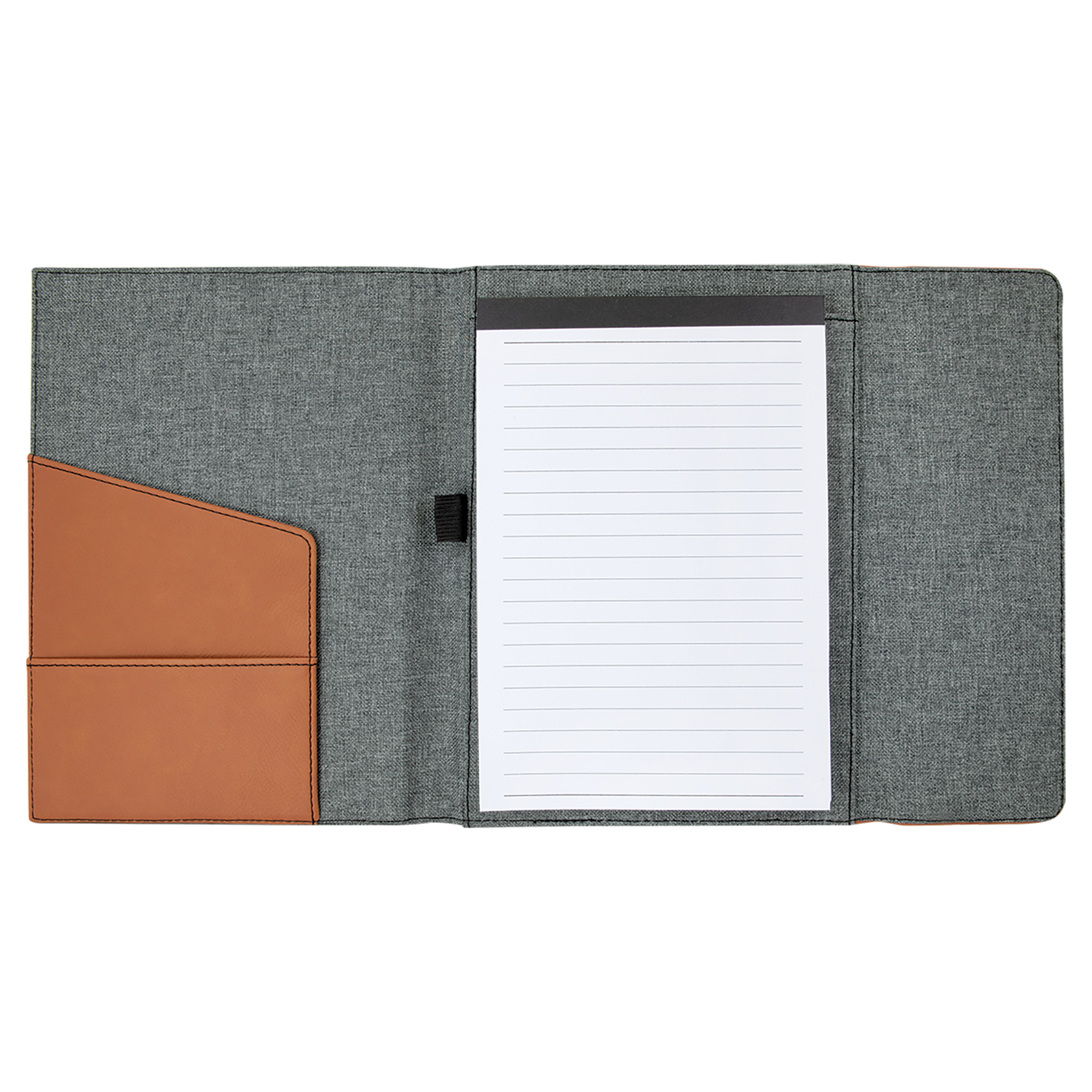 Gray with Rawhide/Black Leatherette Canvas Portfolio with Notepad