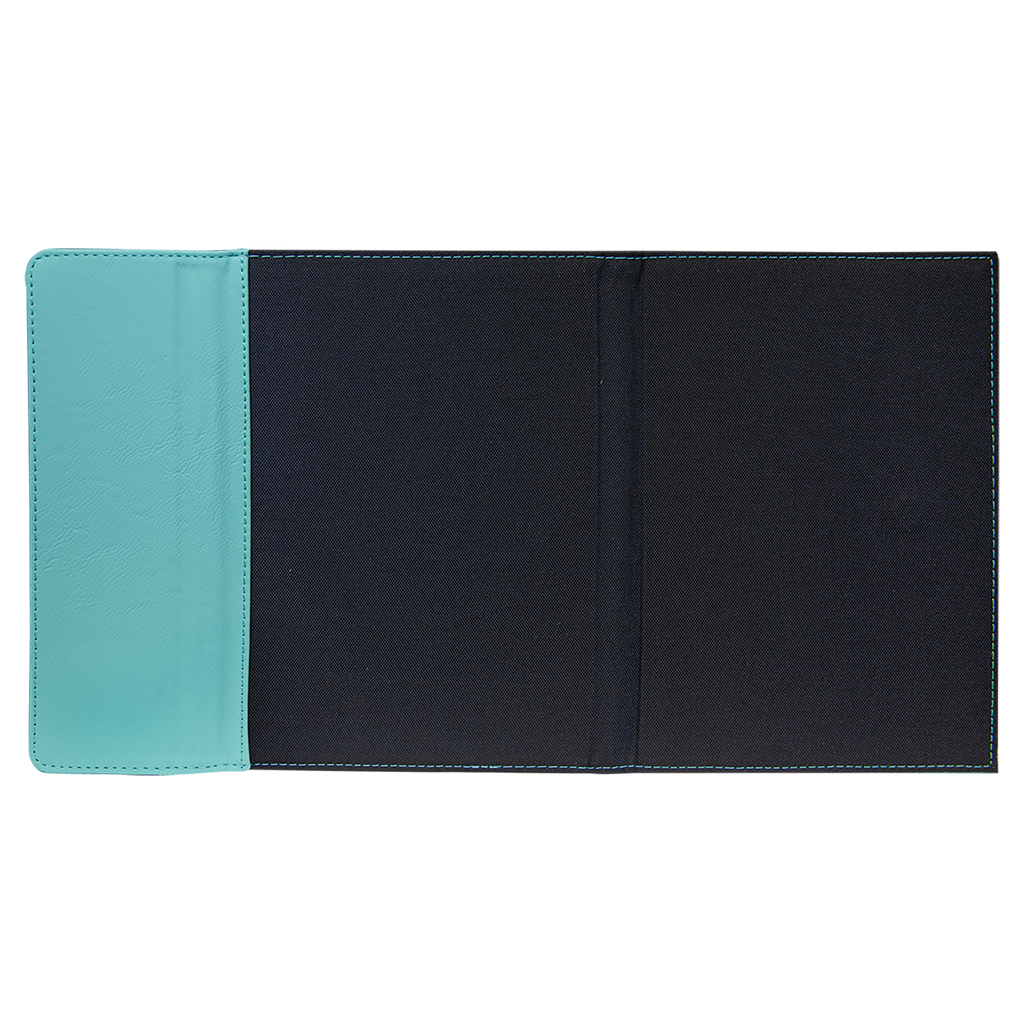 Black with Teal/Black Leatherette Canvas Portfolio with Notepad