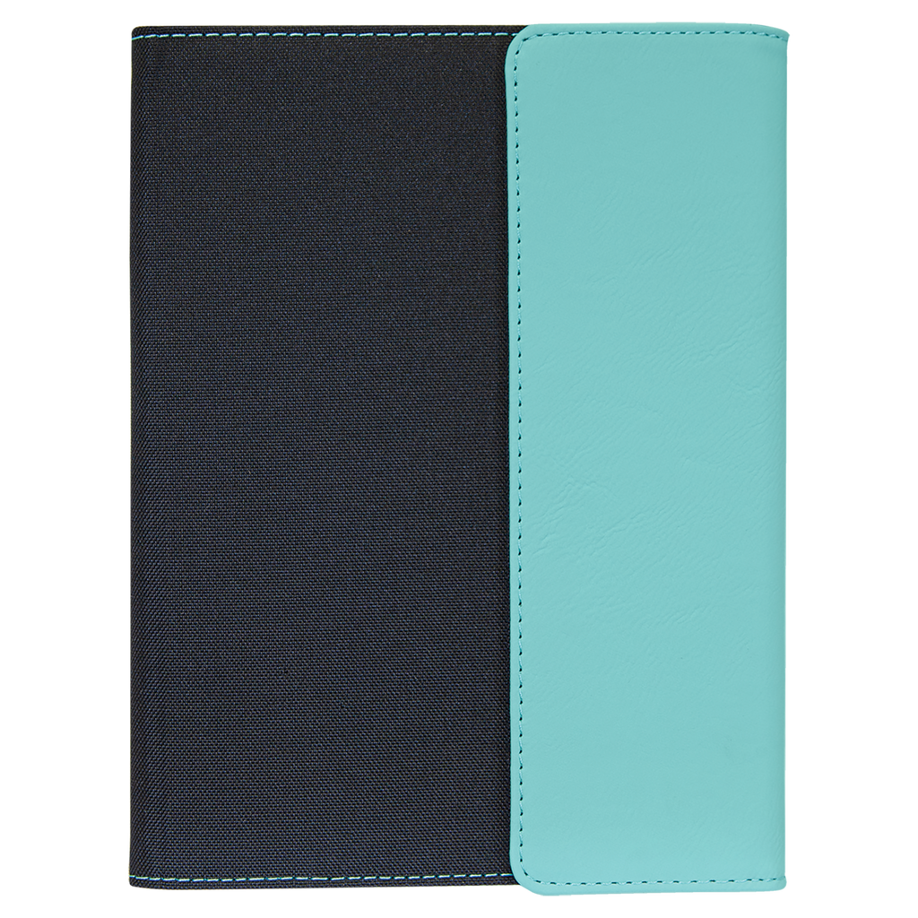 Black with Teal/Black Leatherette Canvas Portfolio with Notepad blank-preview