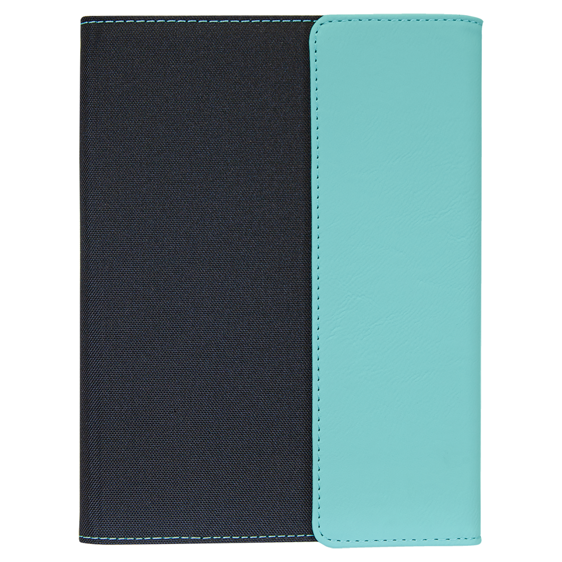 Black with Teal/Black Leatherette Canvas Portfolio with Notepad blank-preview
