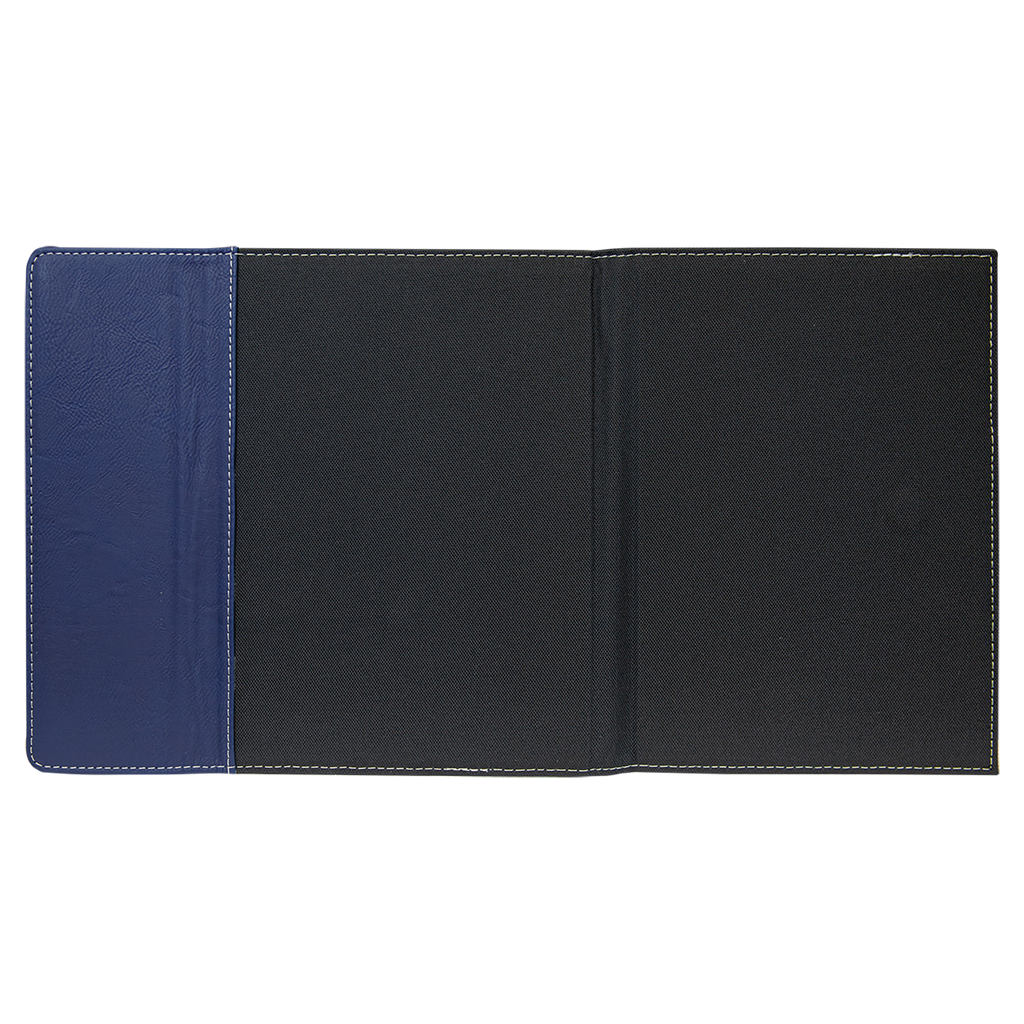 Black with Blue/Silver Leatherette Canvas Portfolio with Notepad