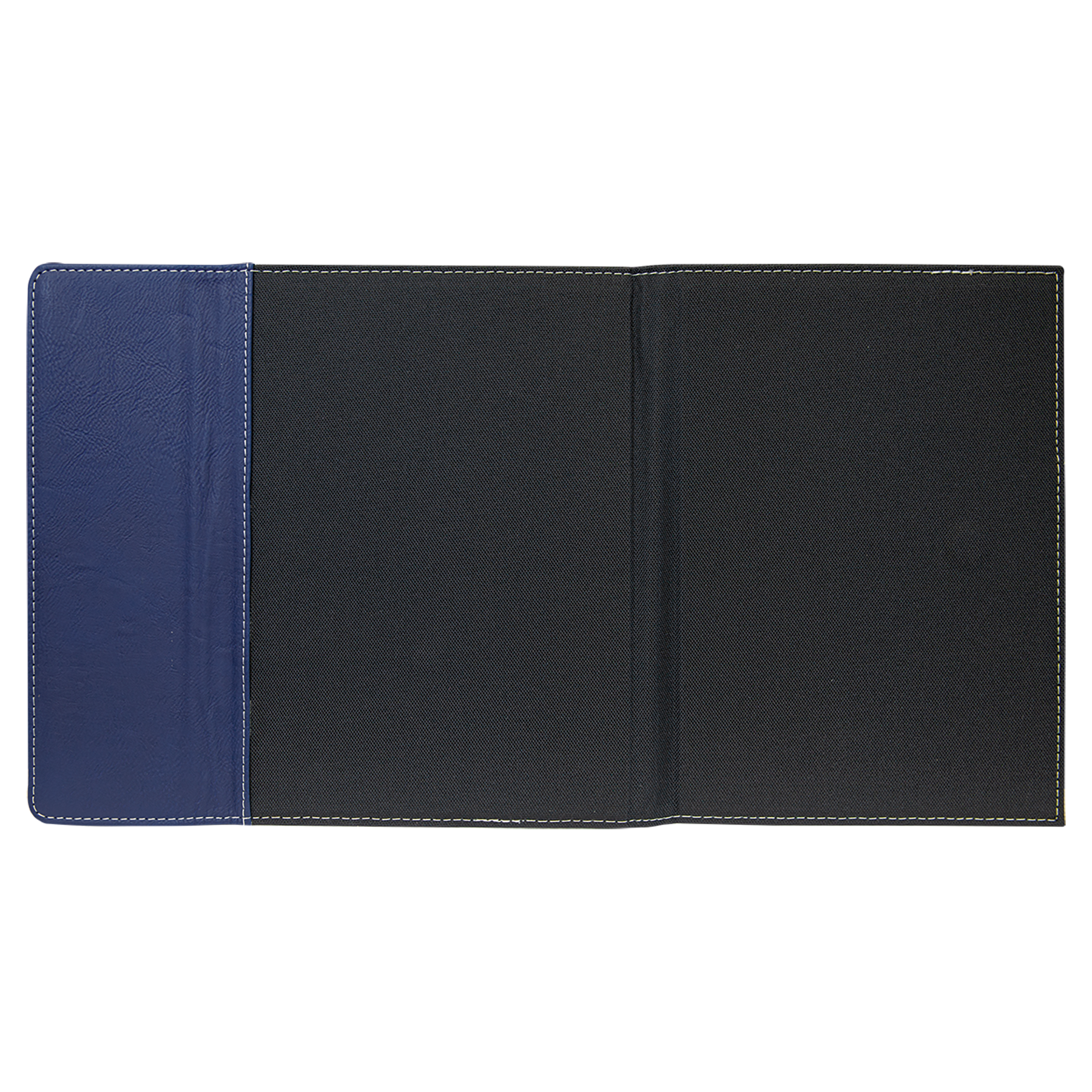 Black with Blue/Silver Leatherette Canvas Portfolio with Notepad