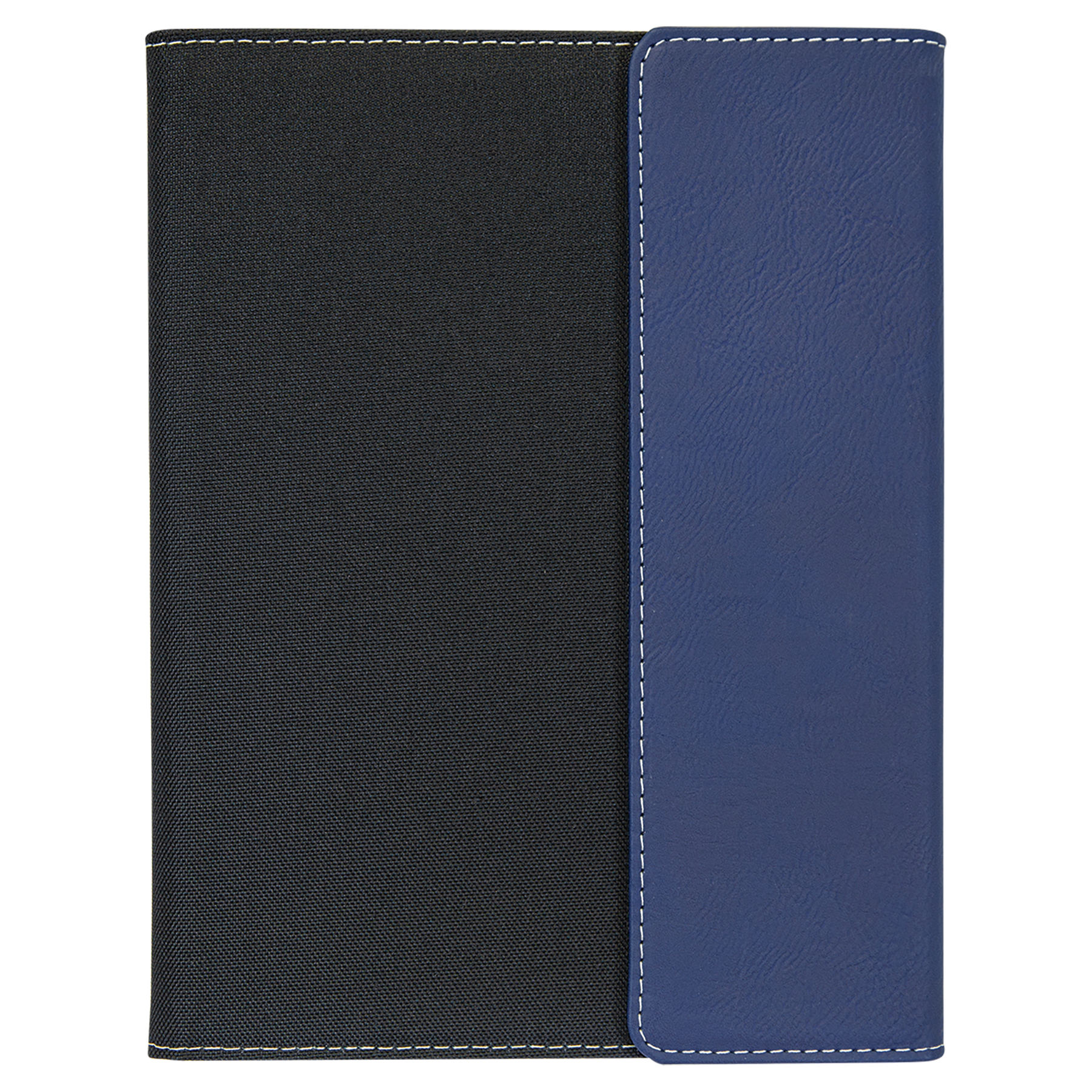 Black with Blue/Silver Leatherette Canvas Portfolio with Notepad blank-preview