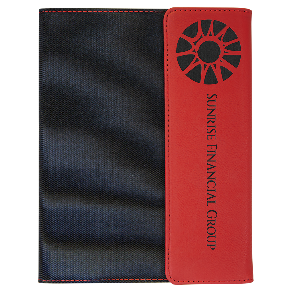 Black with Red/Black Leatherette Canvas Portfolio with Notepad