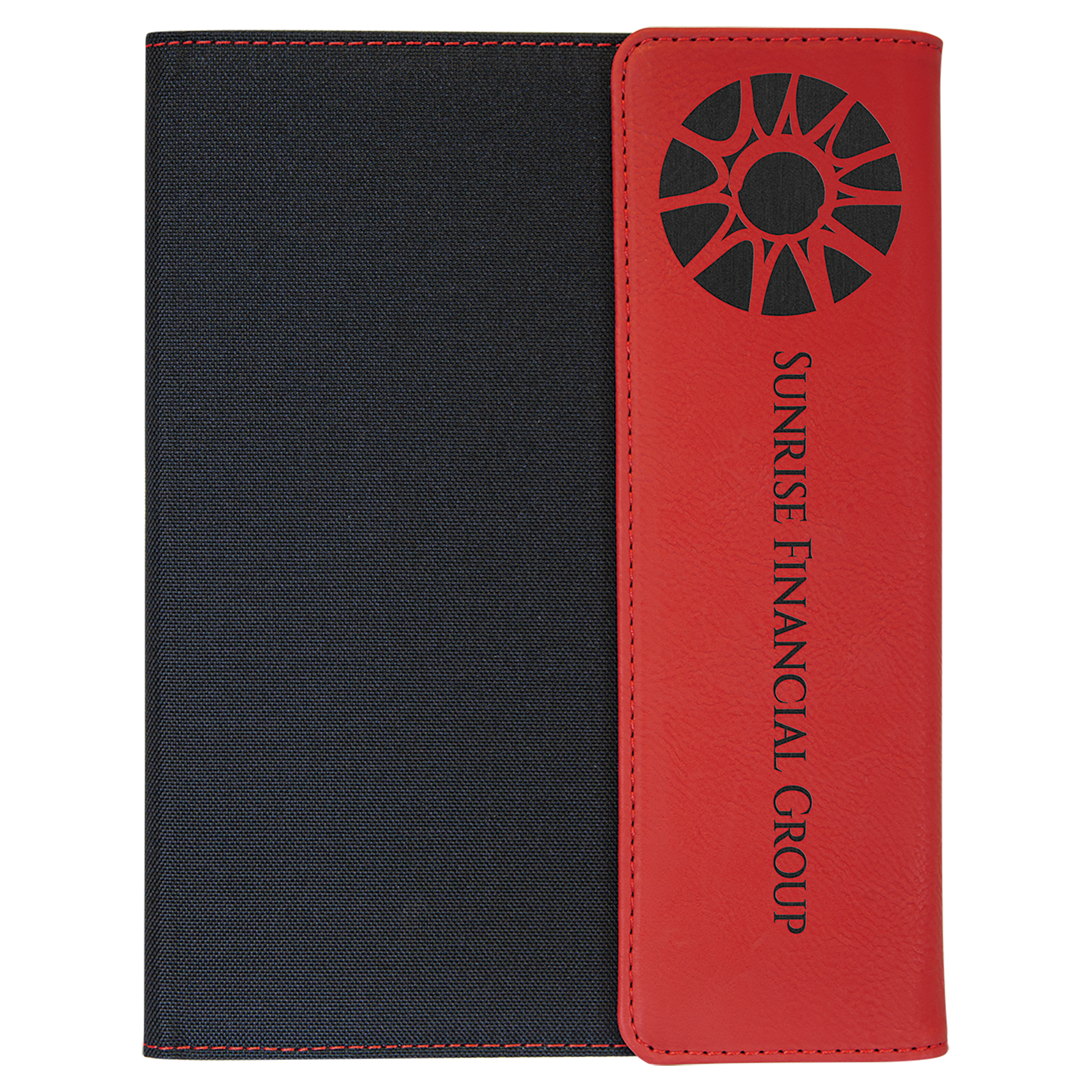 Black with Red/Black Leatherette Canvas Portfolio with Notepad
