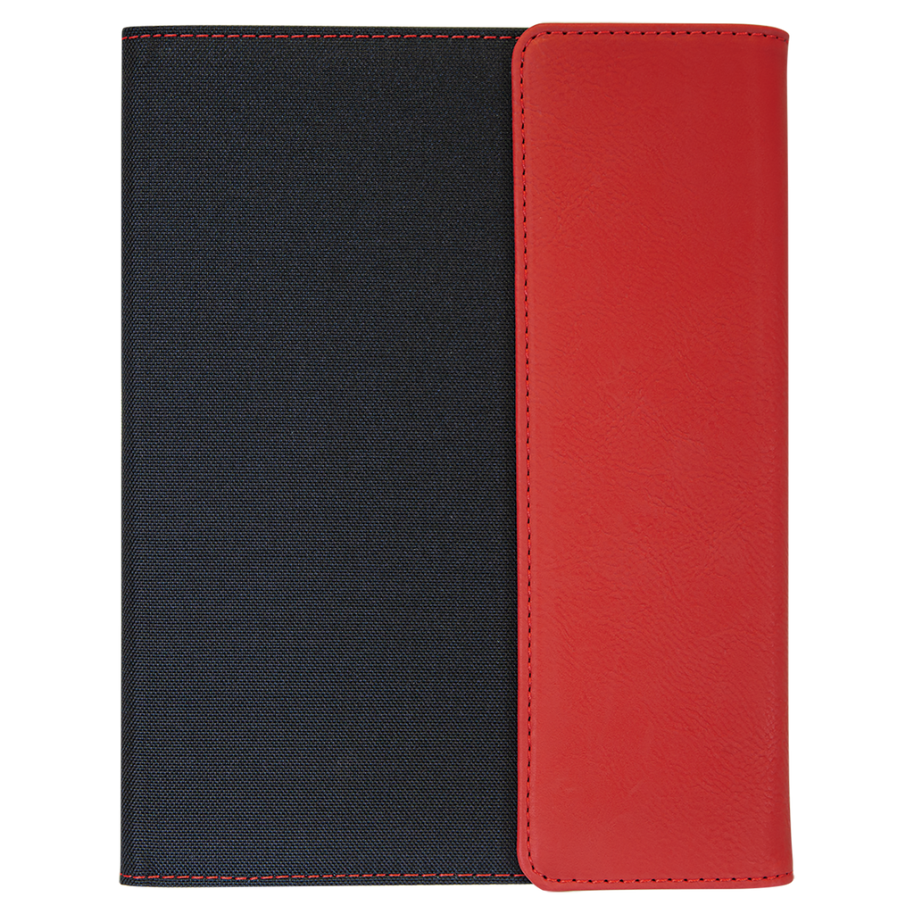Black with Red/Black Leatherette Canvas Portfolio with Notepad blank-preview