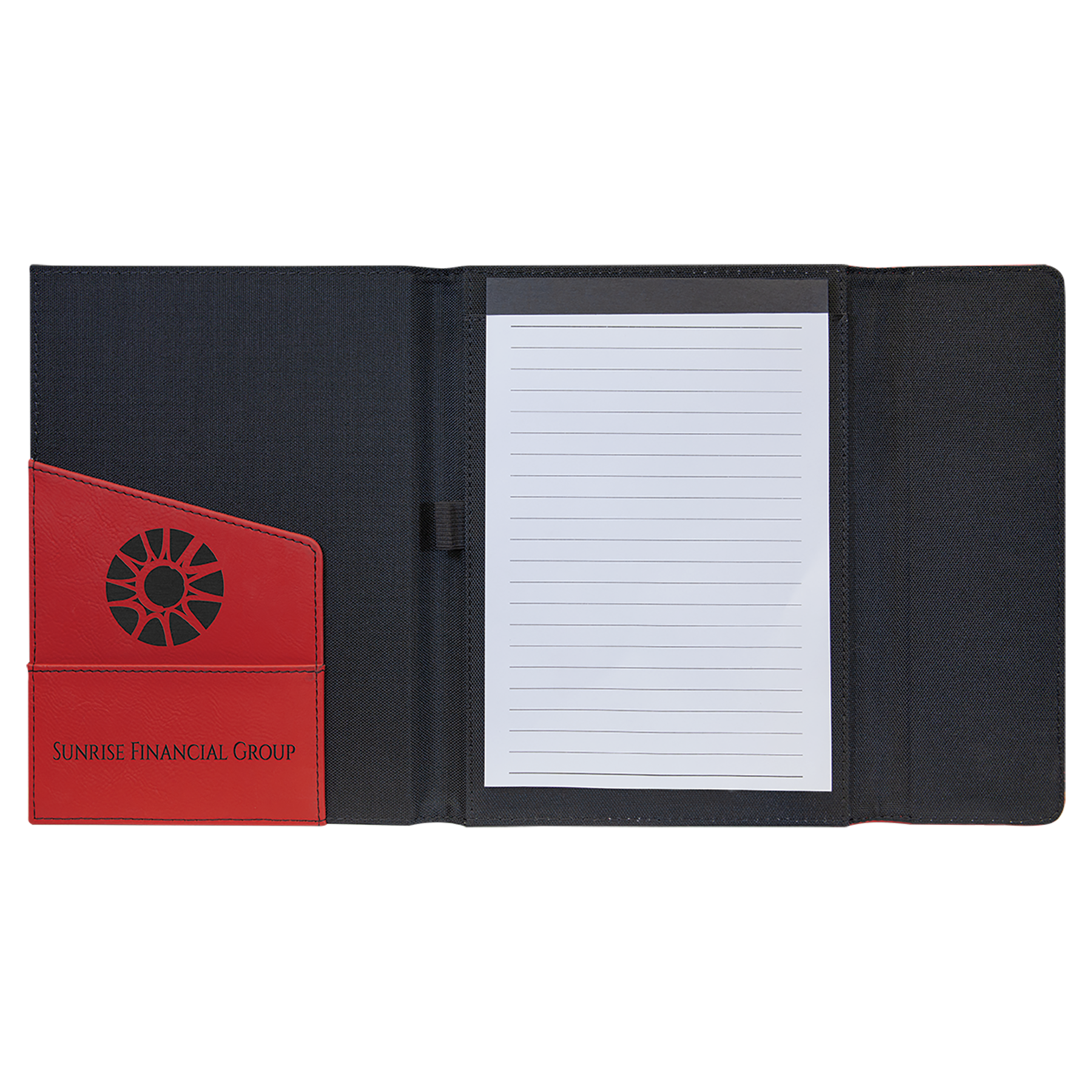 Black with Red/Black Leatherette Canvas Portfolio with Notepad