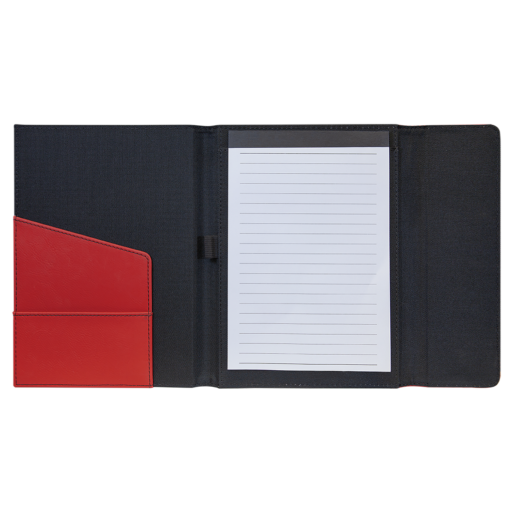 Black with Red/Black Leatherette Canvas Portfolio with Notepad