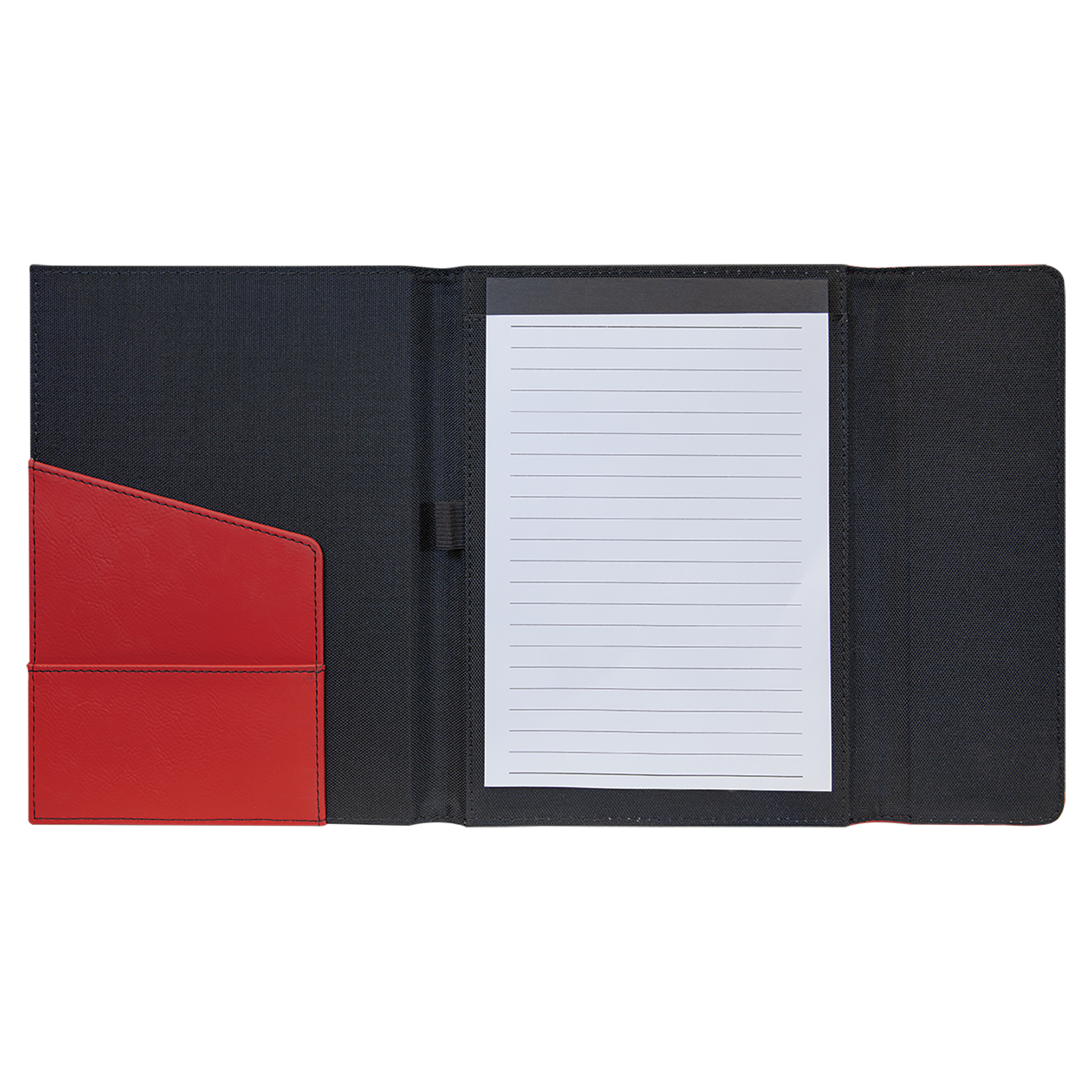 Black with Red/Black Leatherette Canvas Portfolio with Notepad