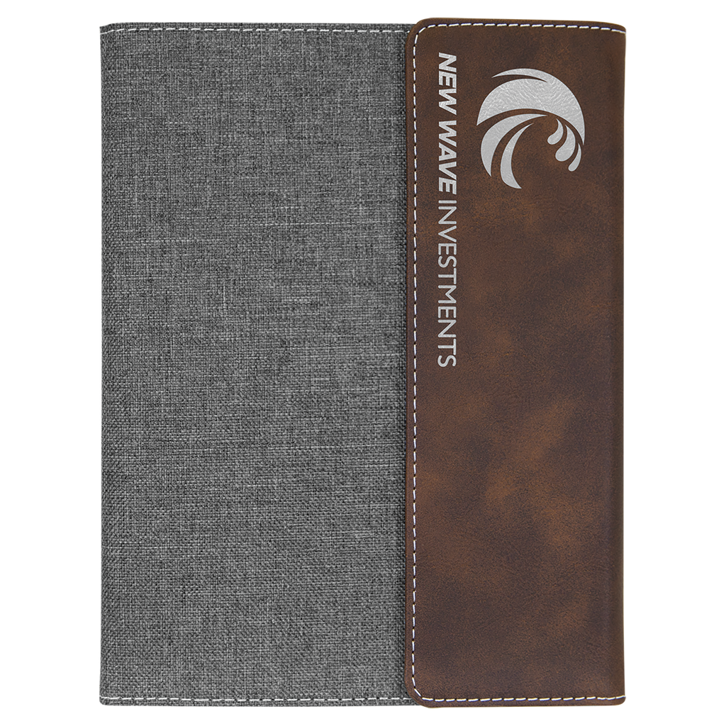 Gray with Rustic/Silver Leatherette Canvas Portfolio with Notepad
