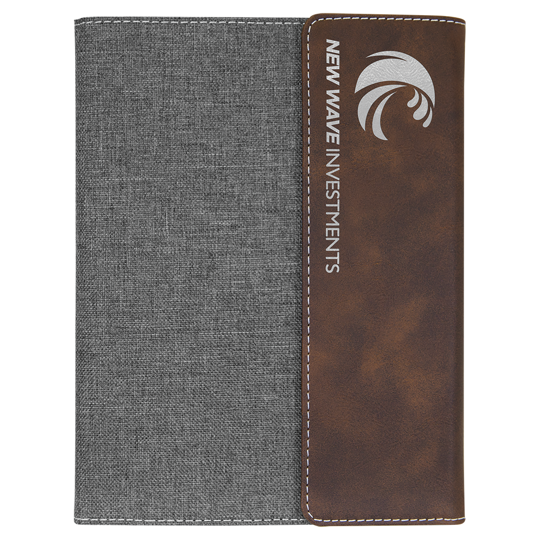 Gray with Rustic/Silver Leatherette Canvas Portfolio with Notepad